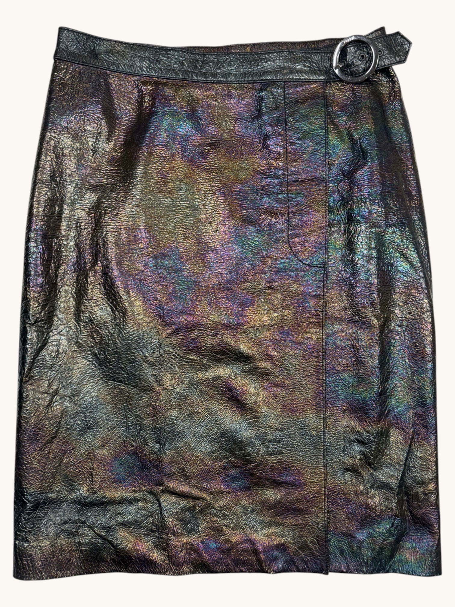 90s Fendi Multicolor Leather Skirt - 40