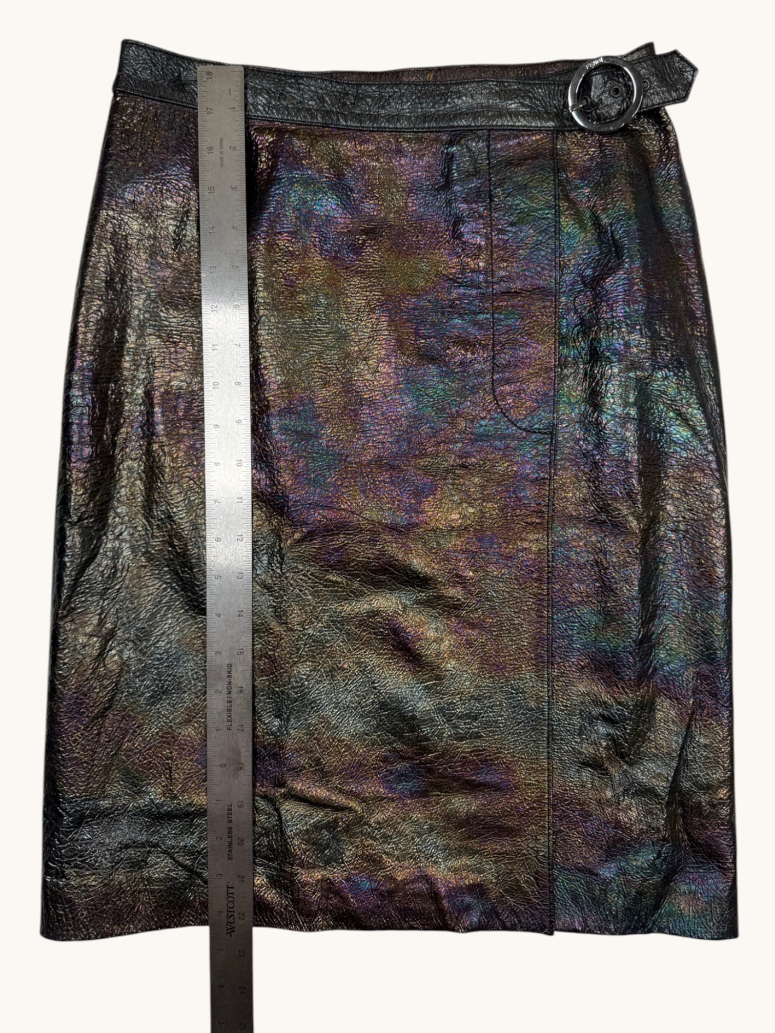90s Fendi Multicolor Leather Skirt - 40
