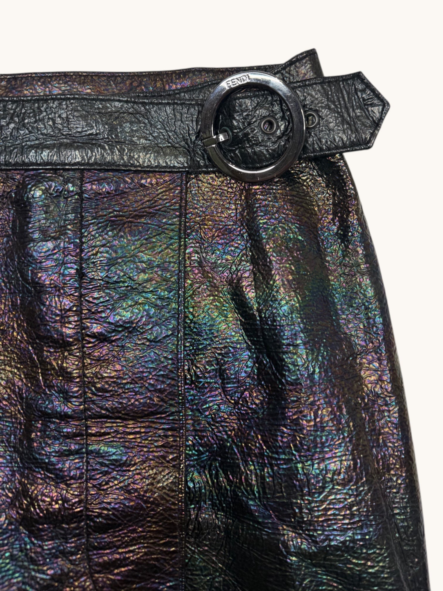 90s Fendi Multicolor Leather Skirt - 40