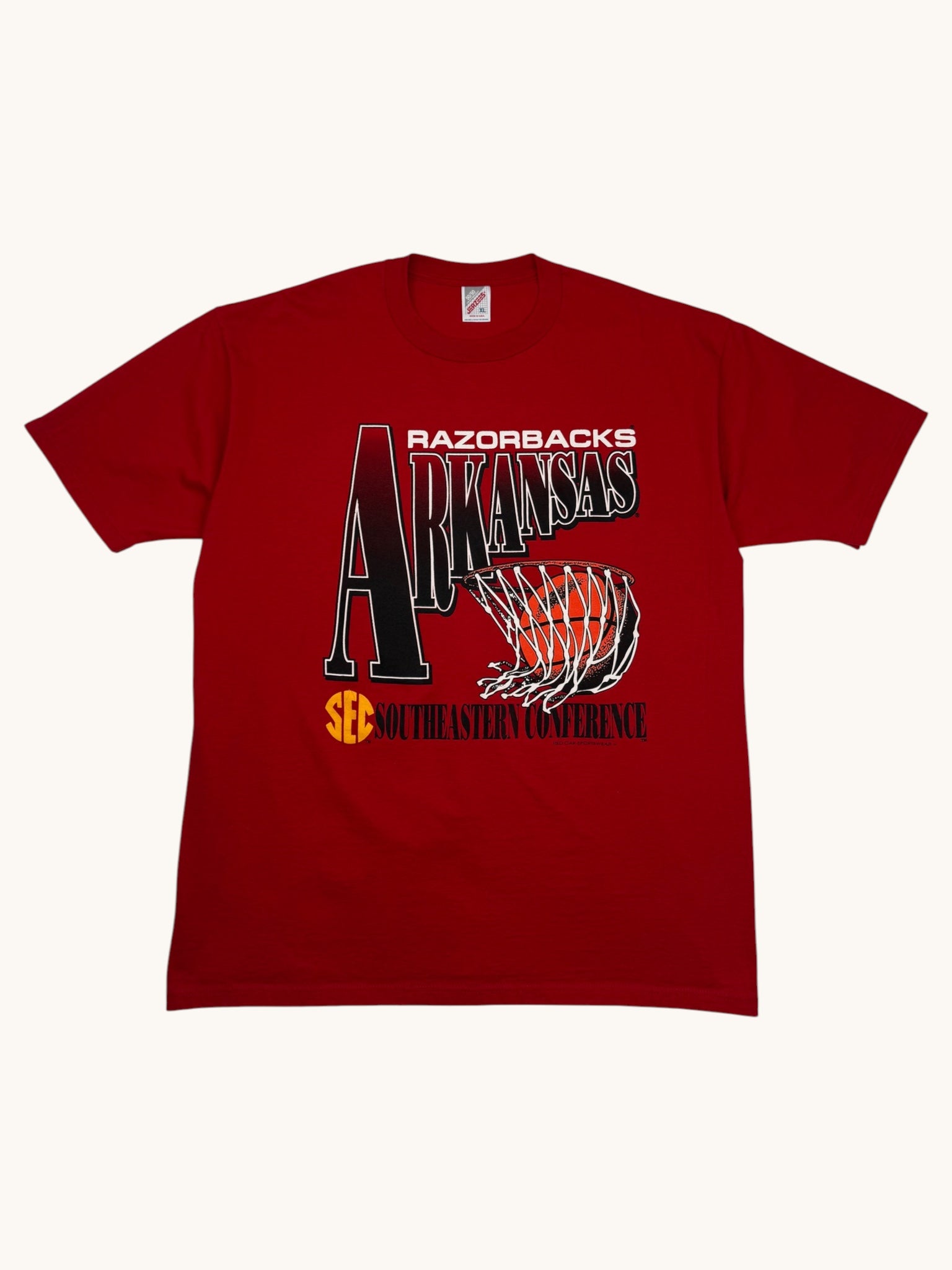 90s Jerzees Red Razorbacks Tee - XL
