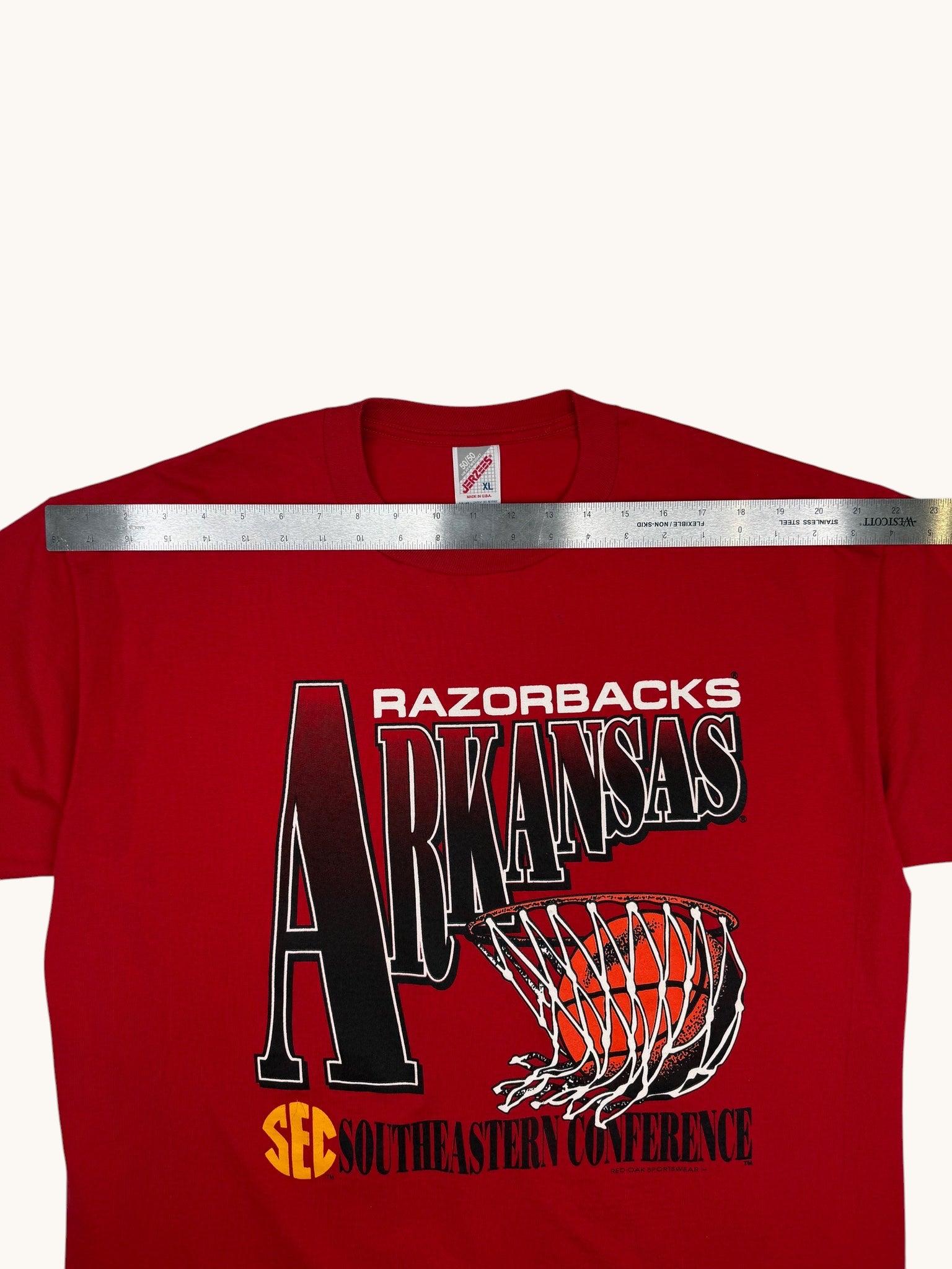90s Jerzees Red Razorbacks Tee - XL