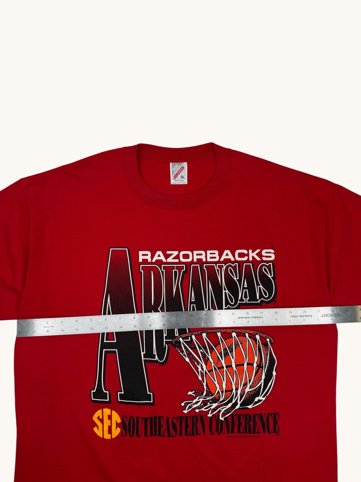 90s Jerzees Red Razorbacks Tee - XL