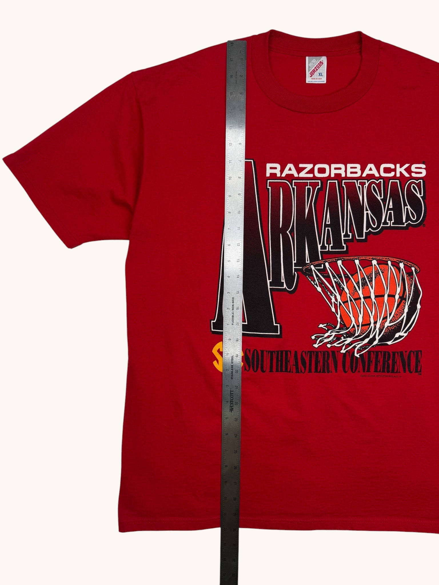 90s Jerzees Red Razorbacks Tee - XL