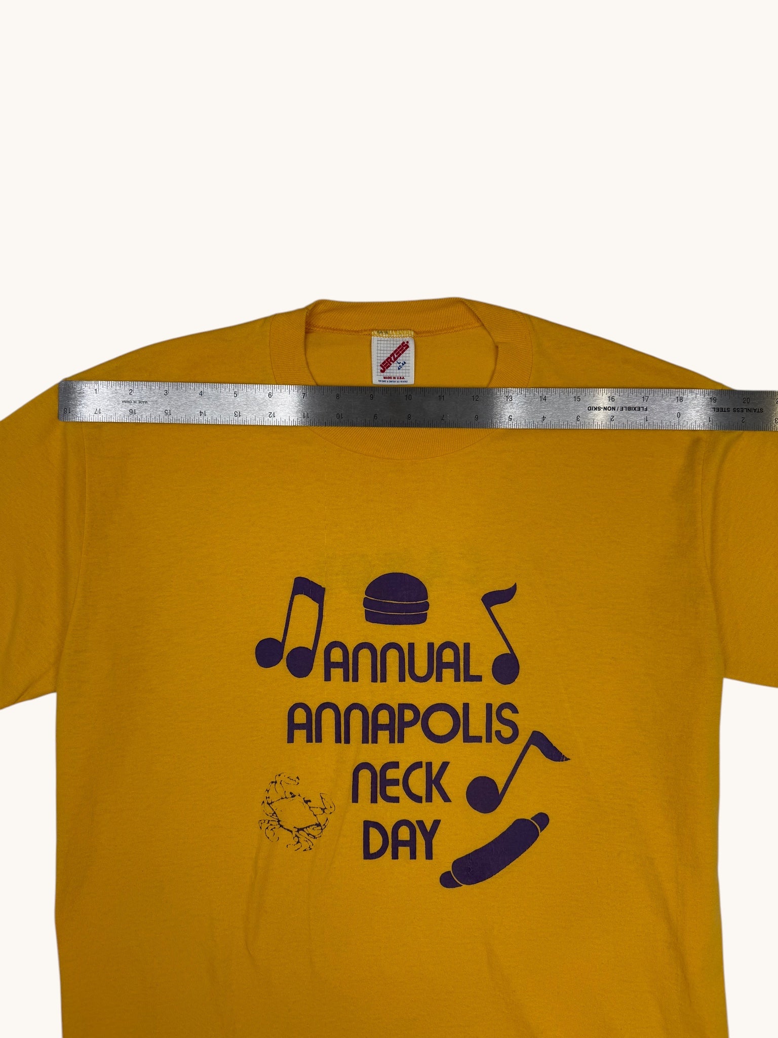 90s Jerzees Yellow Annapolis Tee - L