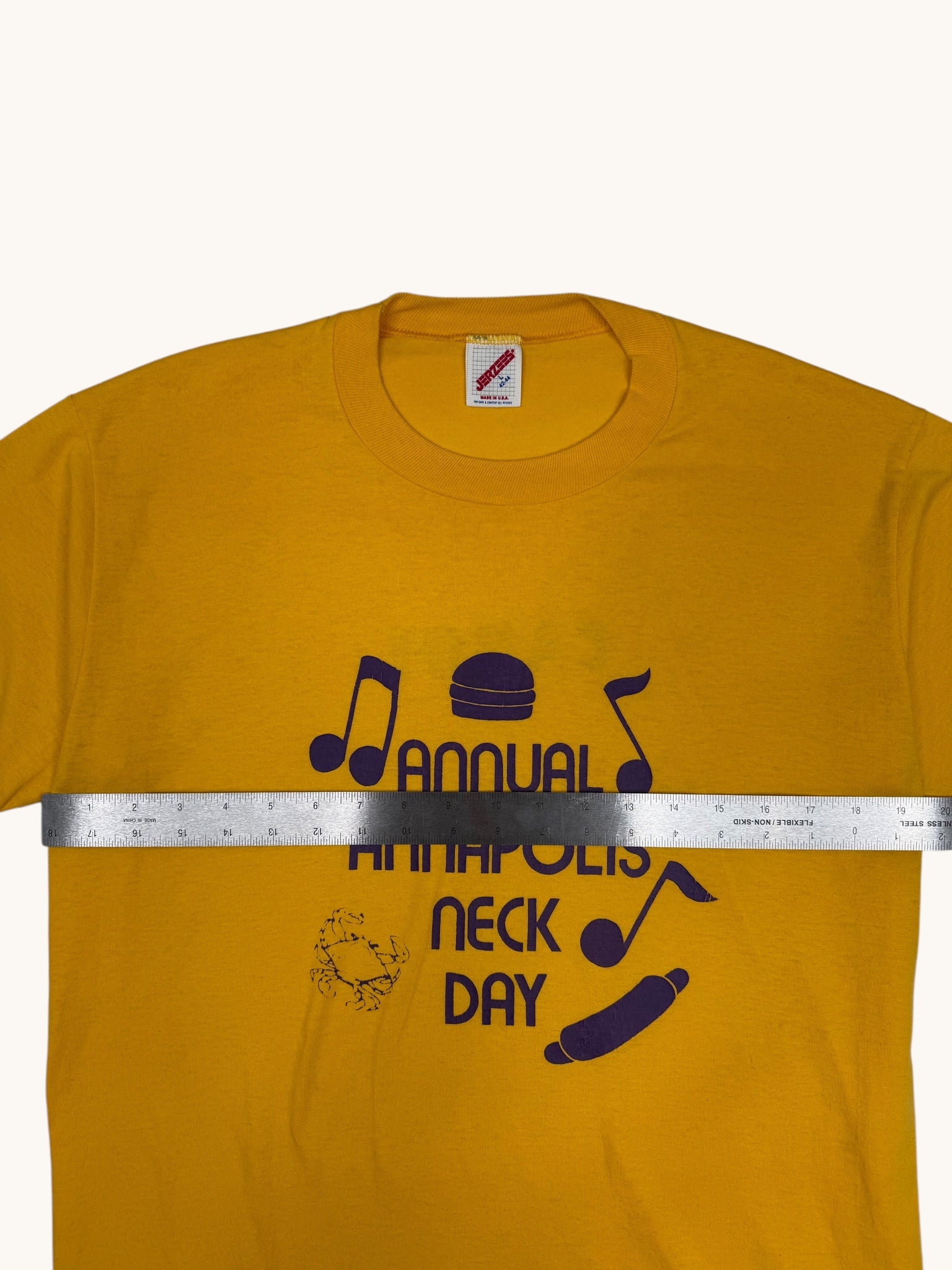 90s Jerzees Yellow Annapolis Tee - L