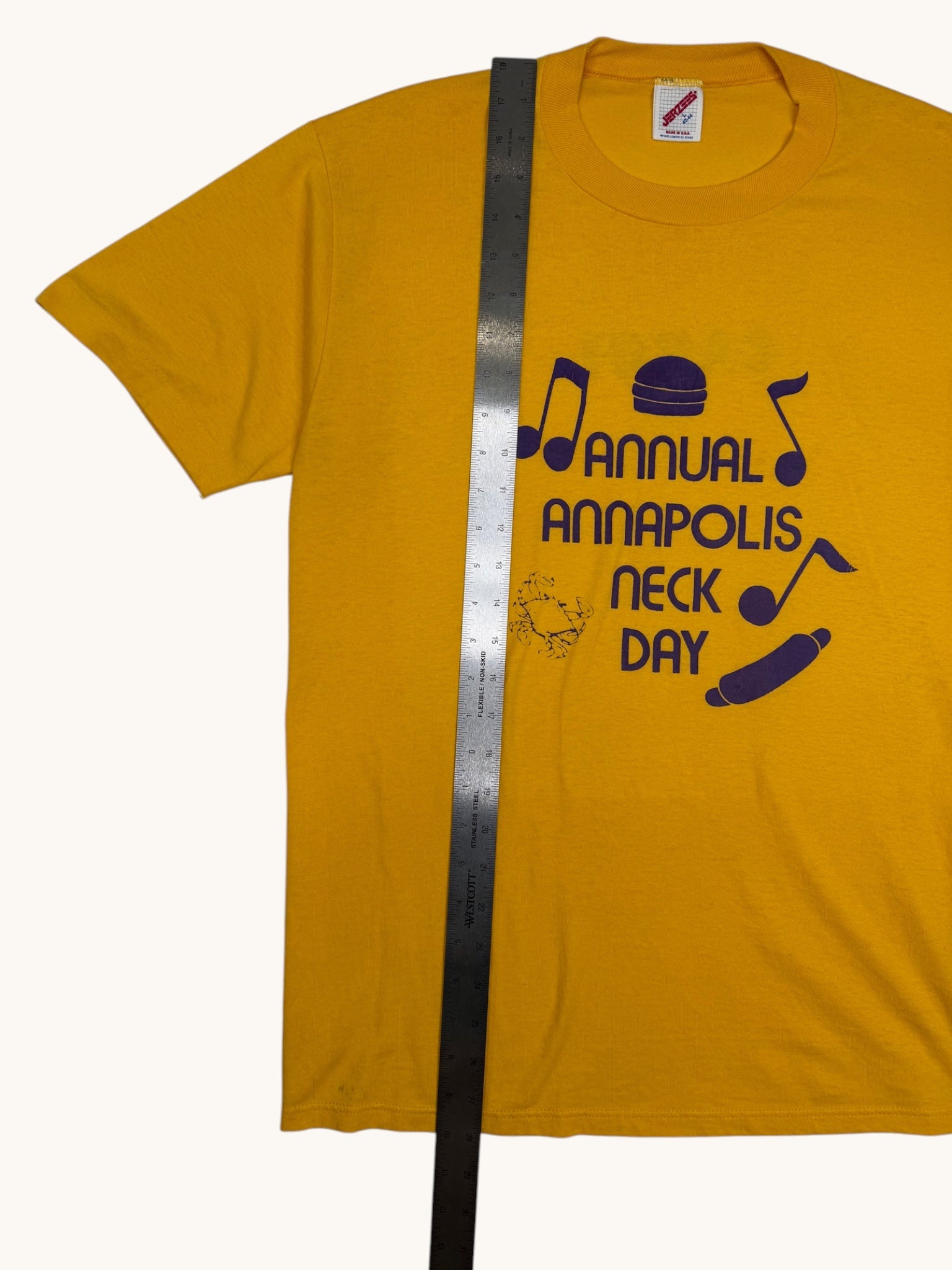 90s Jerzees Yellow Annapolis Tee - L