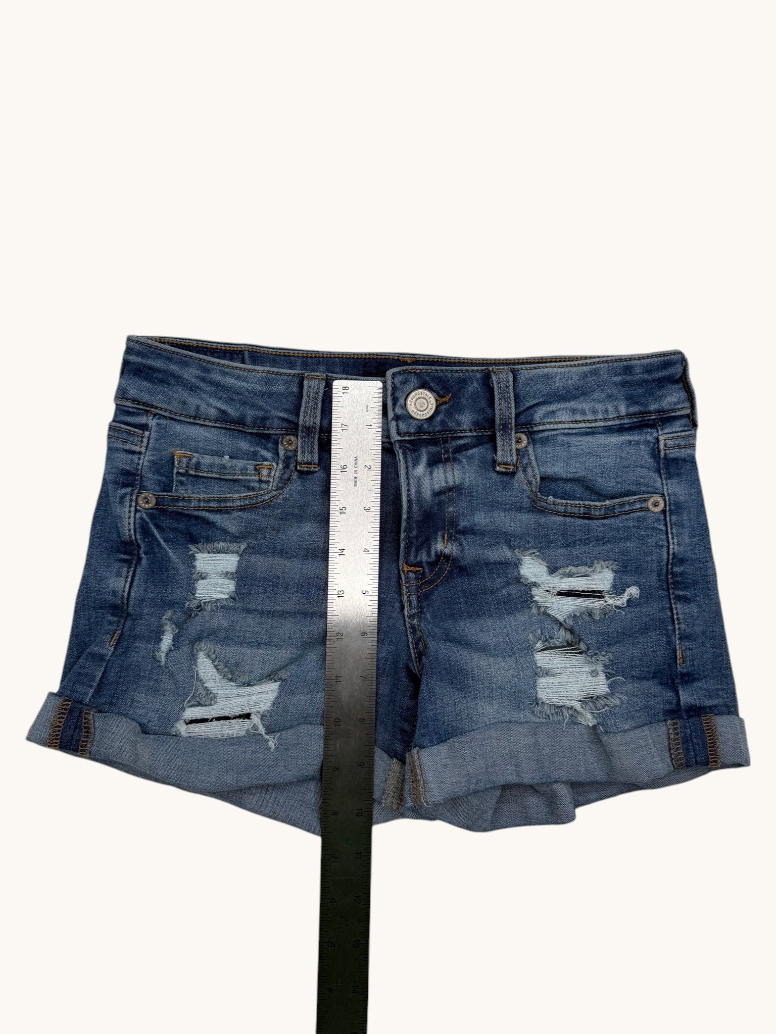 00s Aeropostale Low Rise Denim Shorts - 0