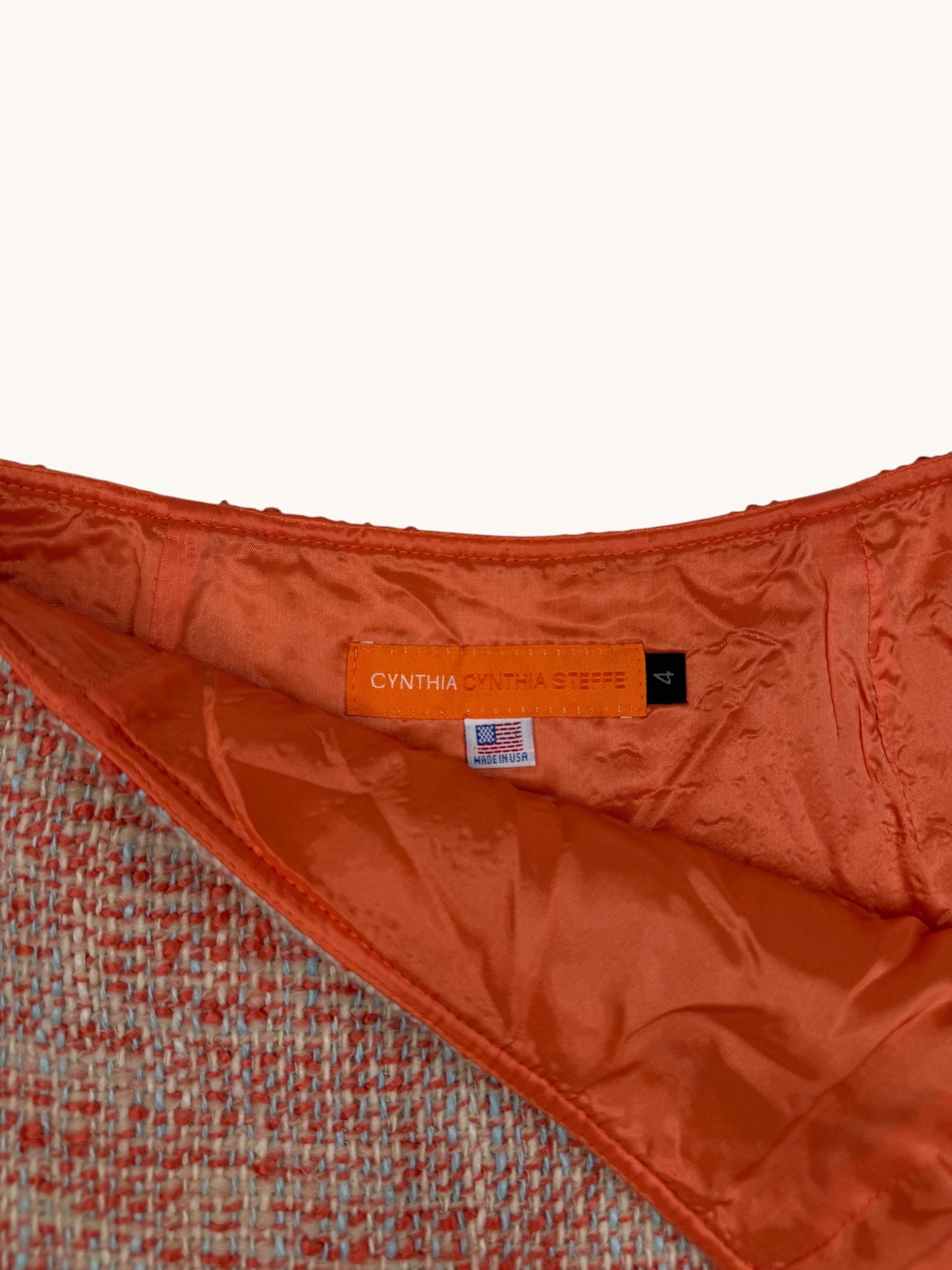 90s Cynthia Steffe Orange Tweed Skirt - 4
