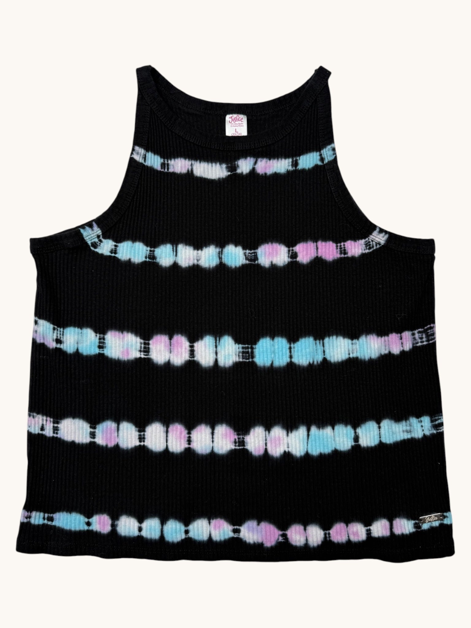 Justice Black Tie Dye Tank - L