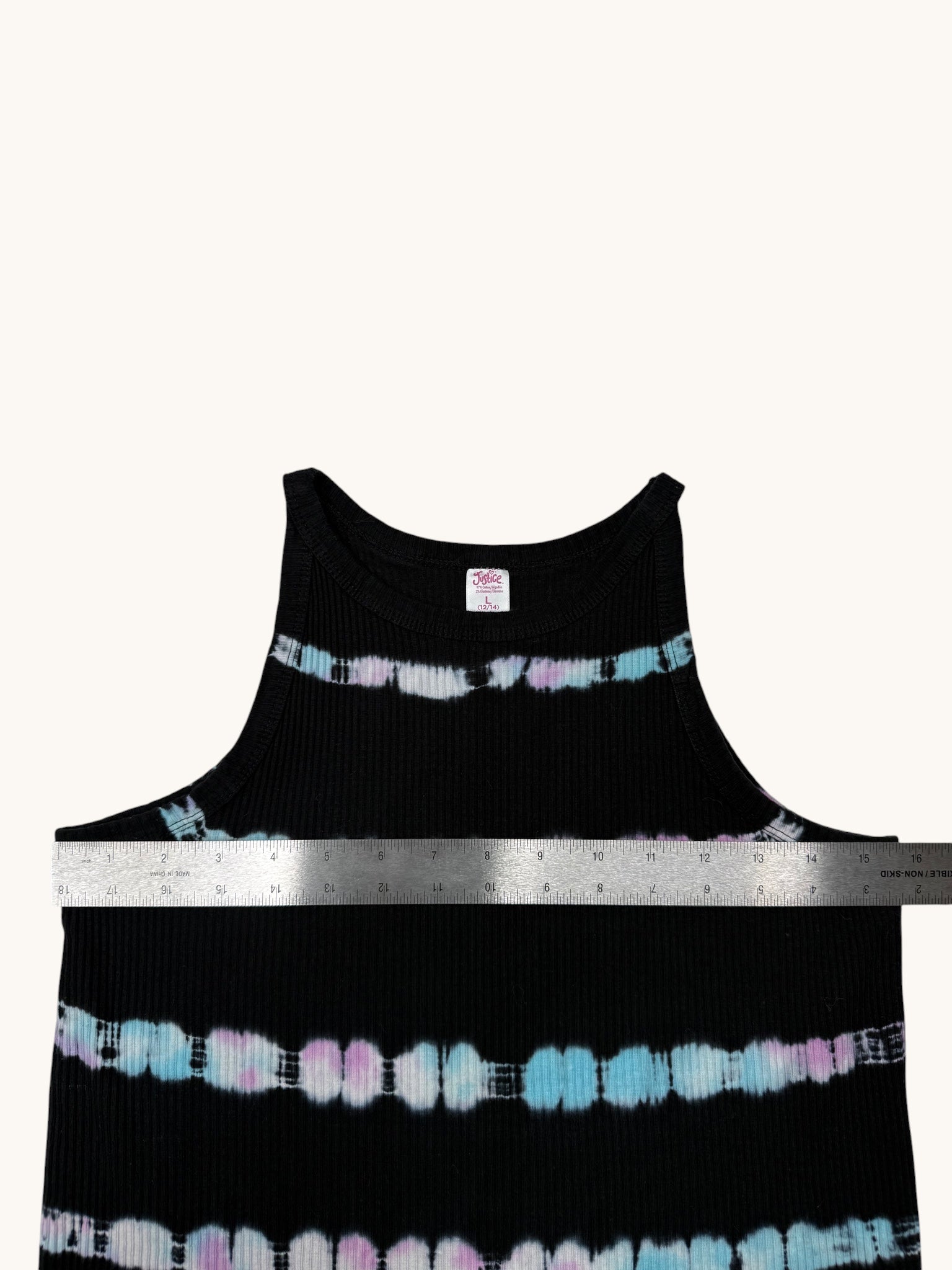 Justice Black Tie Dye Tank - L