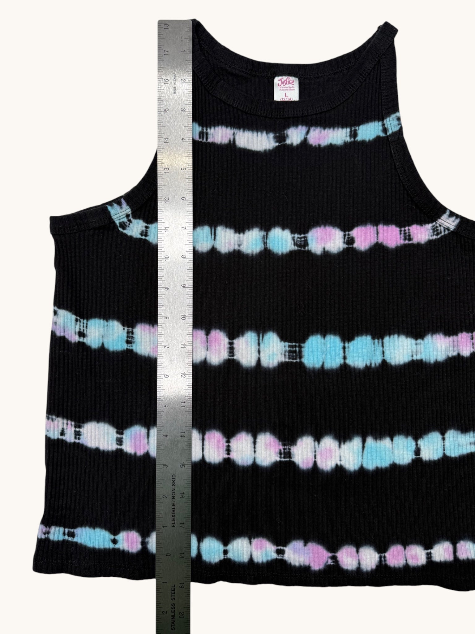 Justice Black Tie Dye Tank - L