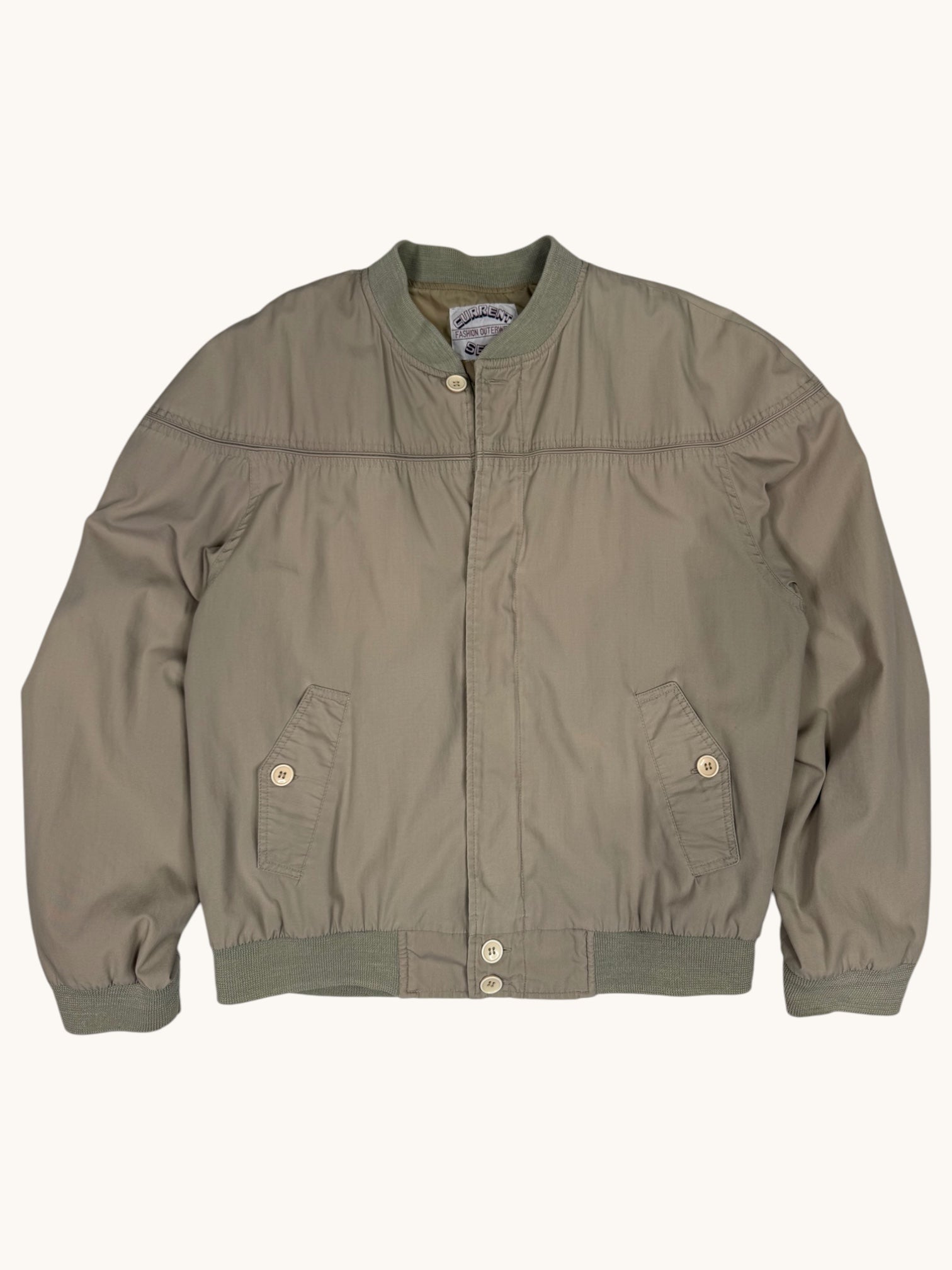 90s Current Seen Beige Bomber Jacket - L