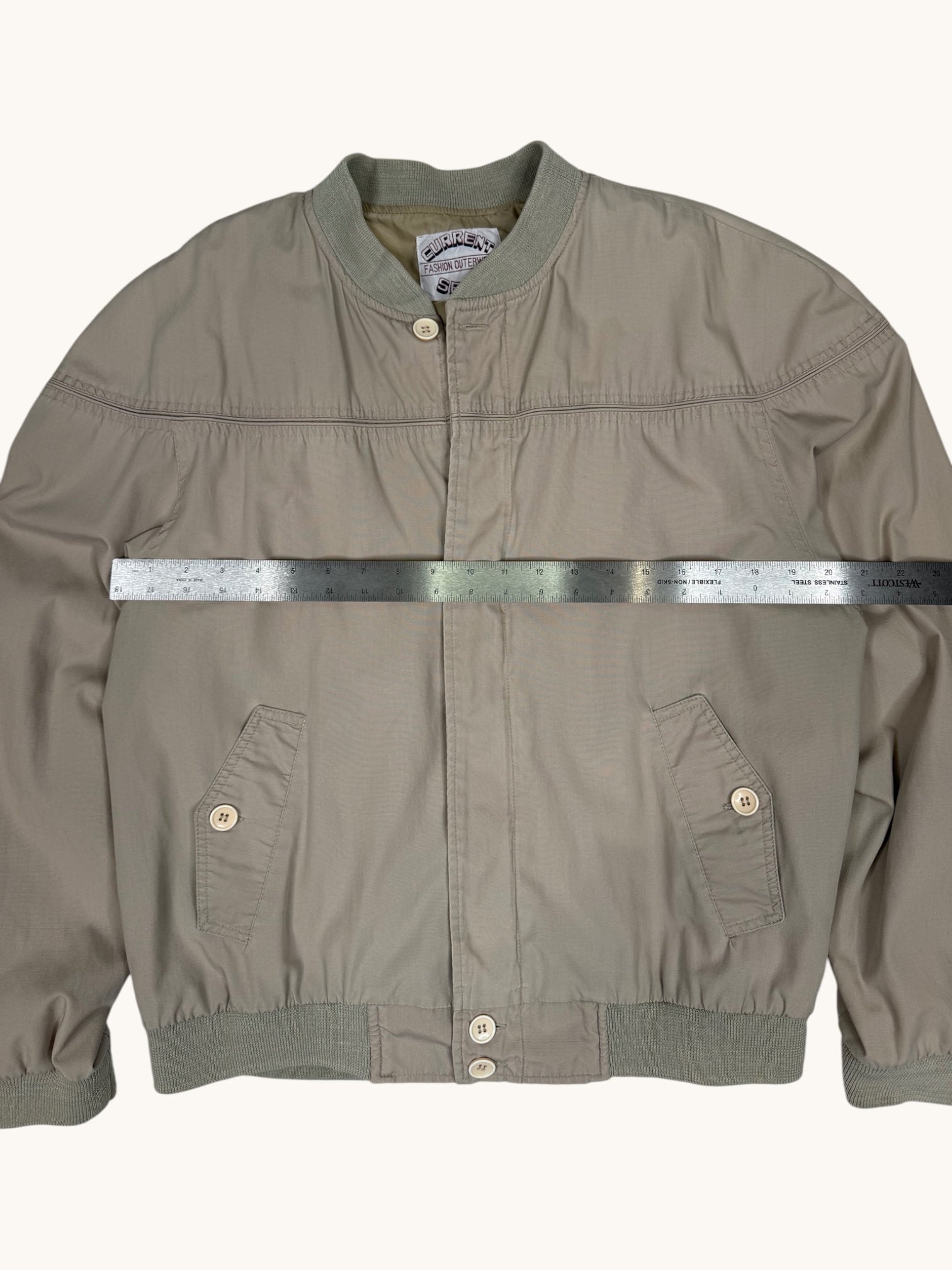 90s Current Seen Beige Bomber Jacket - L