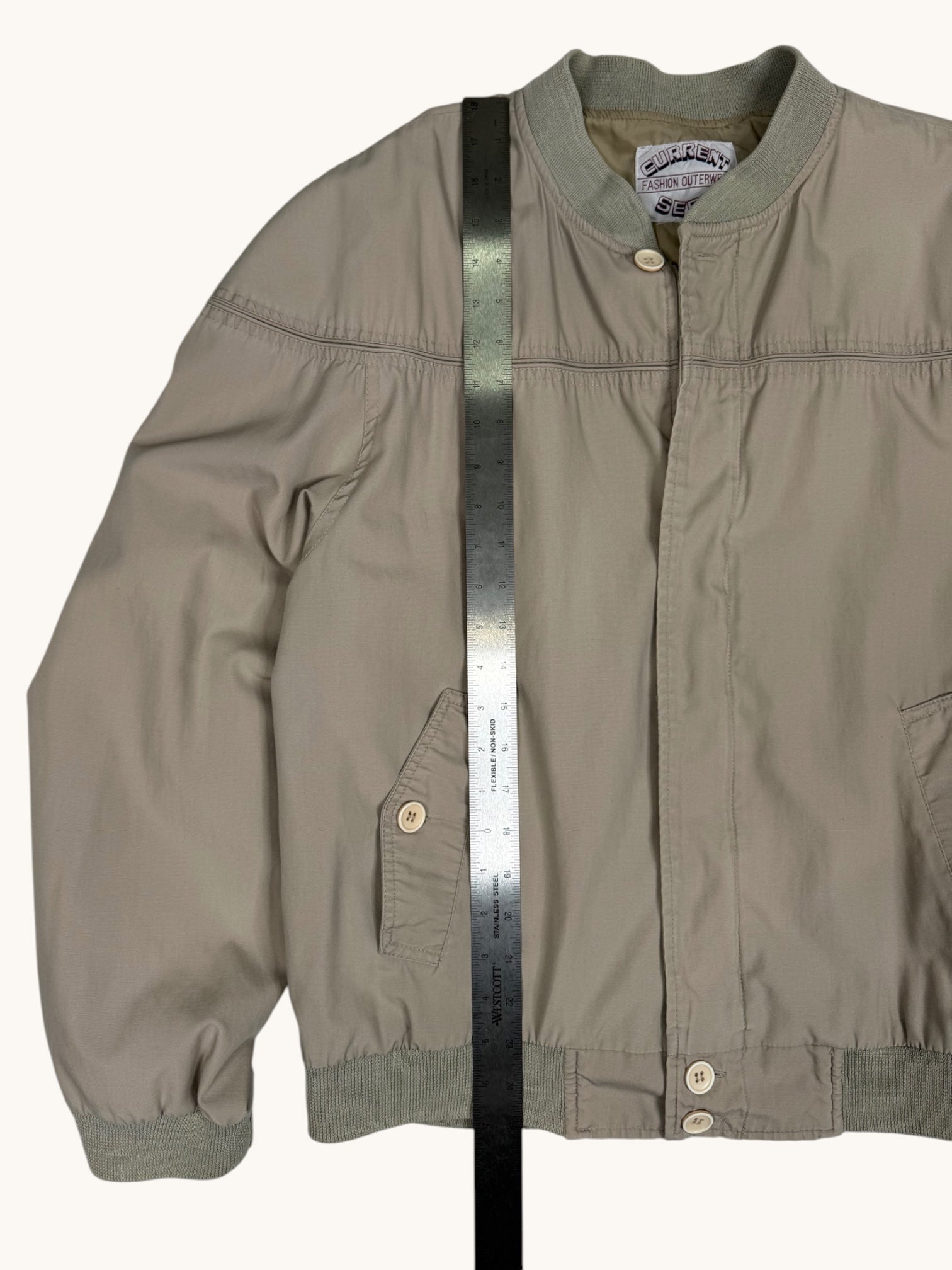90s Current Seen Beige Bomber Jacket - L