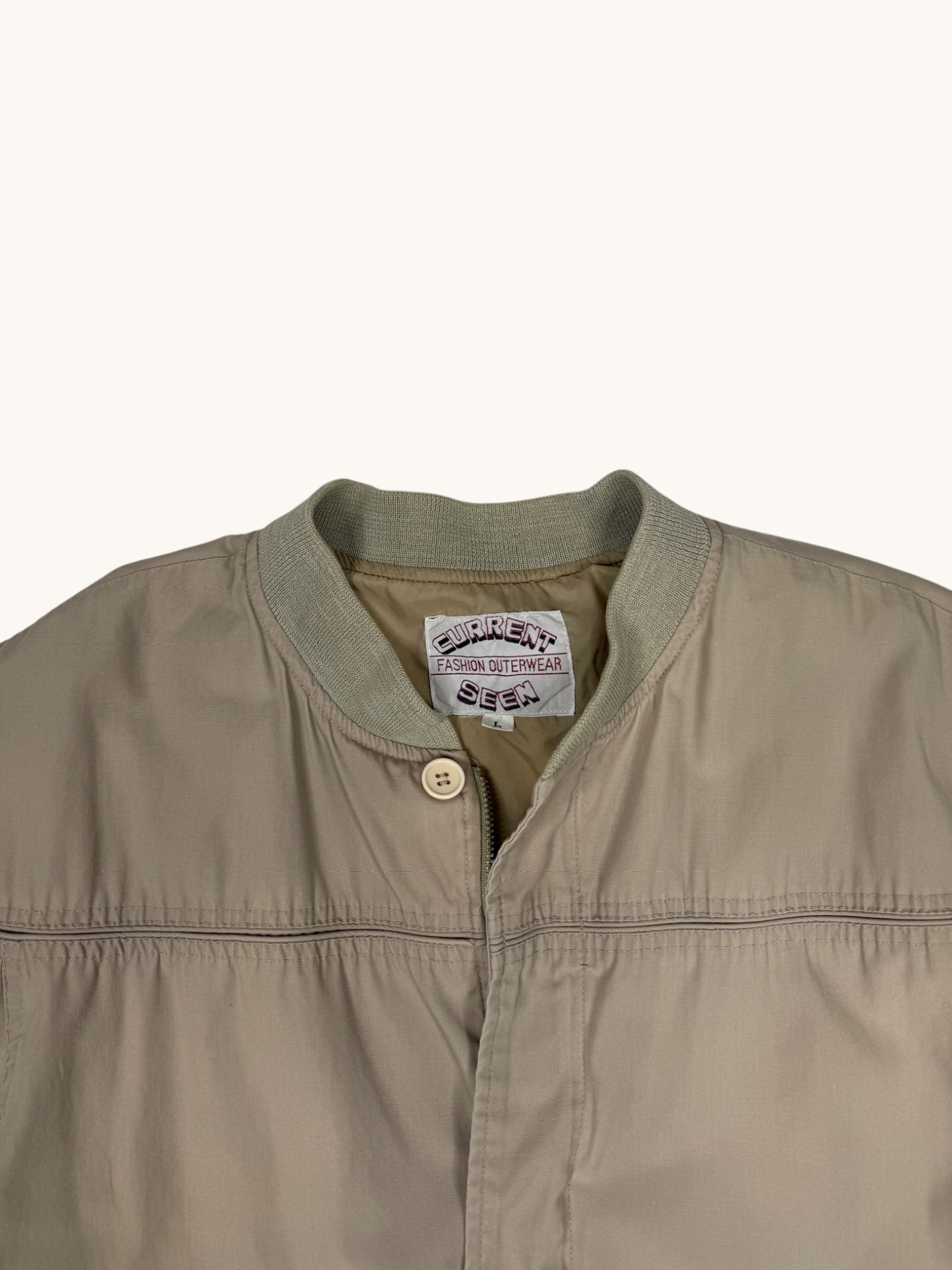 90s Current Seen Beige Bomber Jacket - L