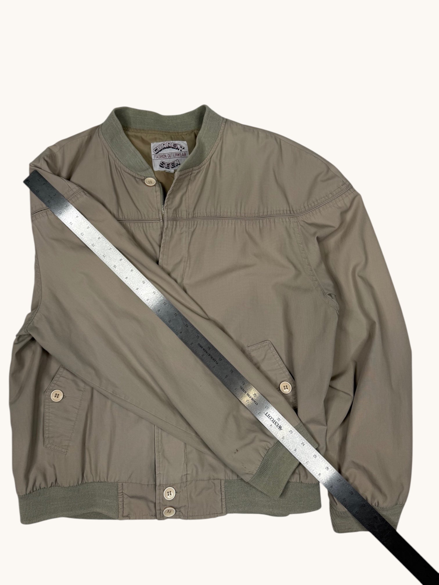 90s Current Seen Beige Bomber Jacket - L