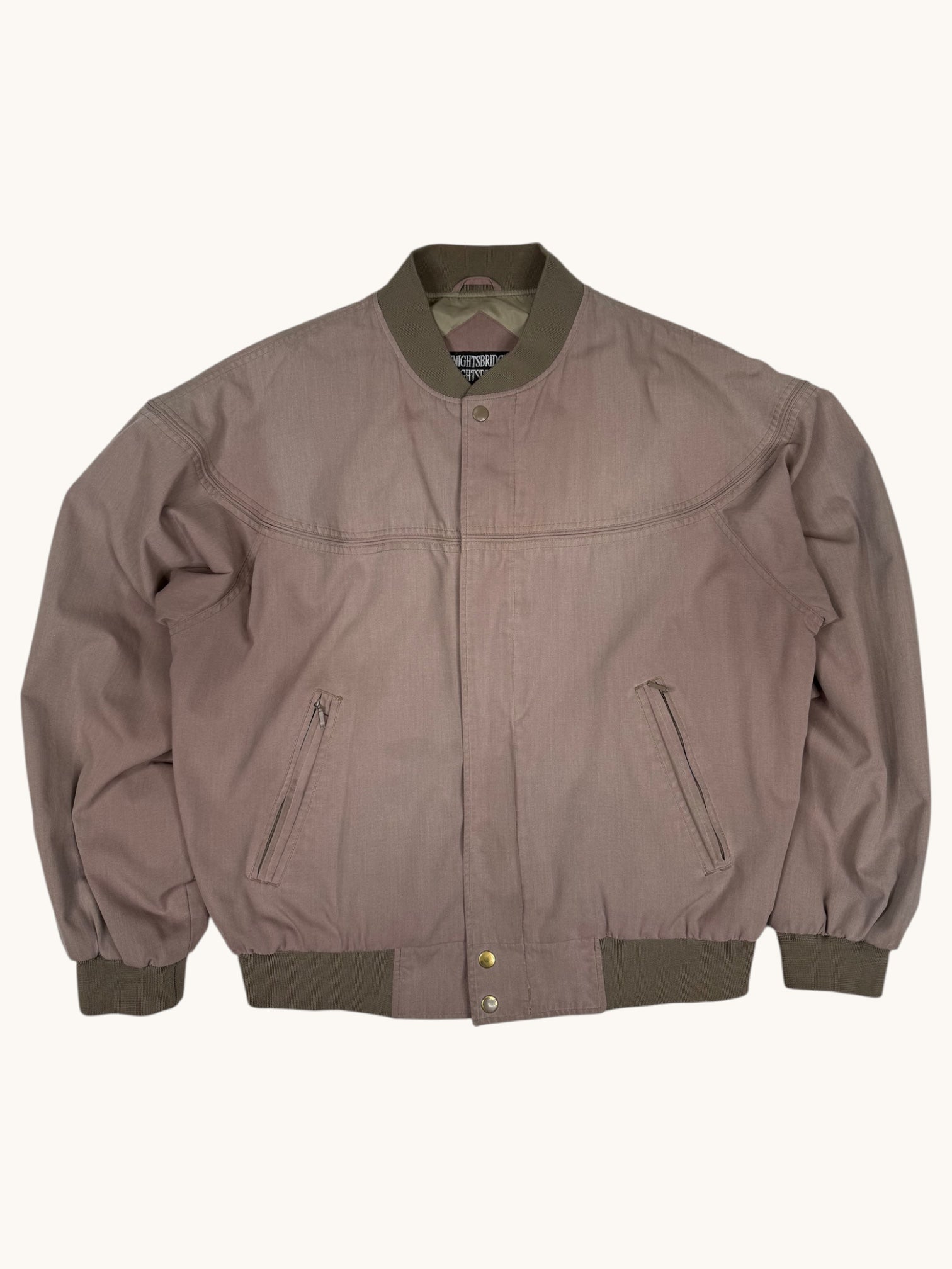 90s Knightsbridge Beige Bomber Jacket - L