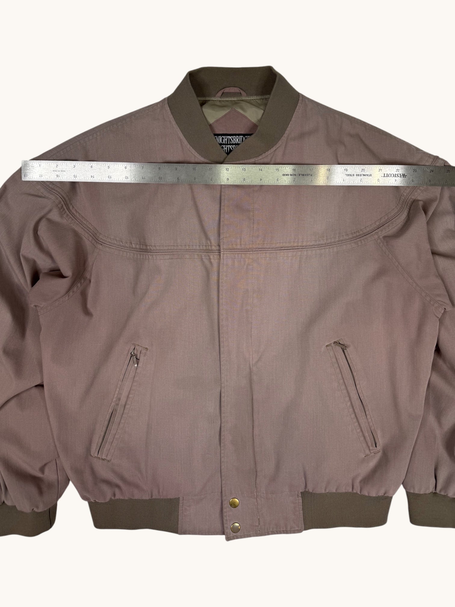90s Knightsbridge Beige Bomber Jacket - L