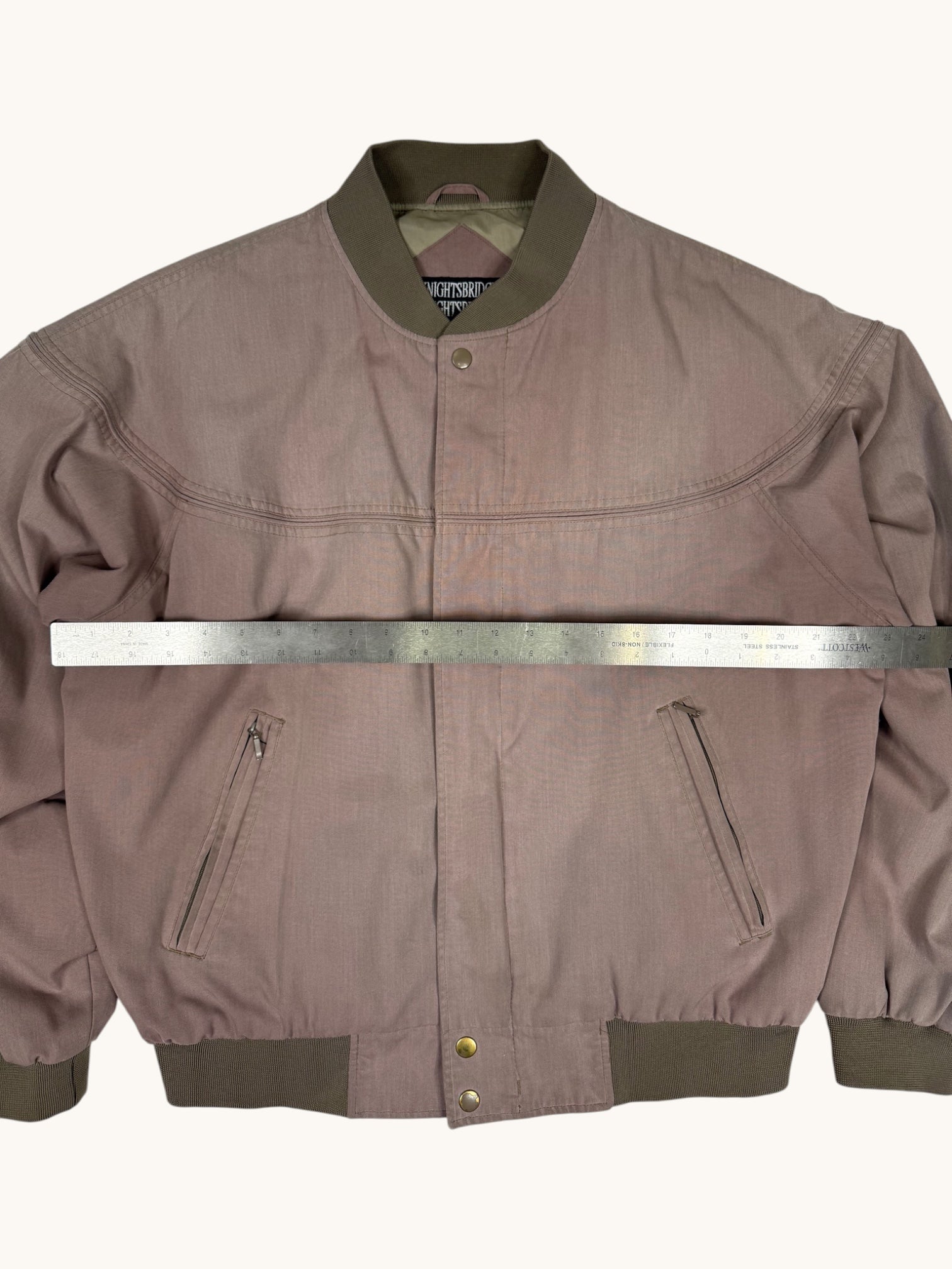 90s Knightsbridge Beige Bomber Jacket - L