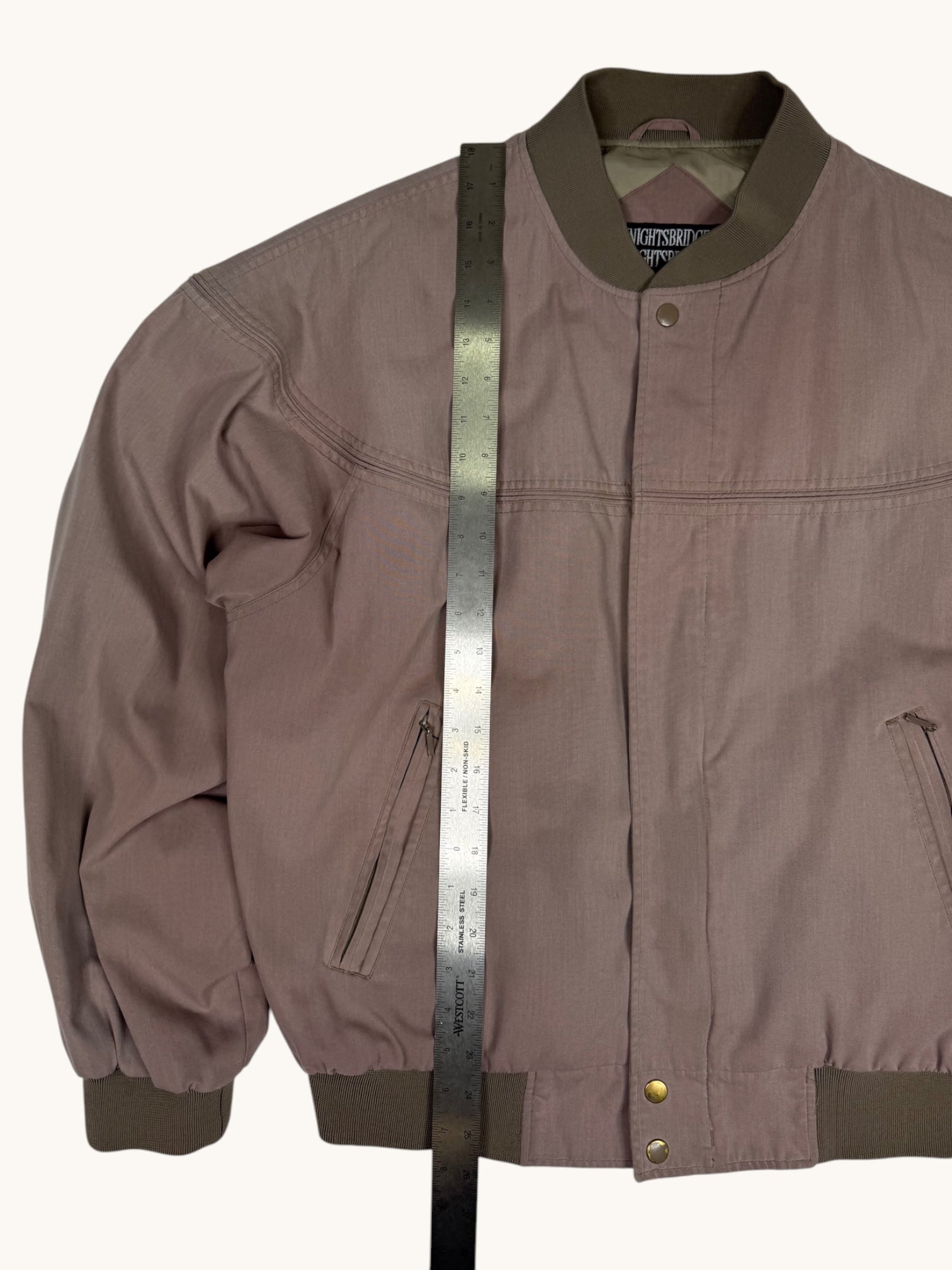 90s Knightsbridge Beige Bomber Jacket - L