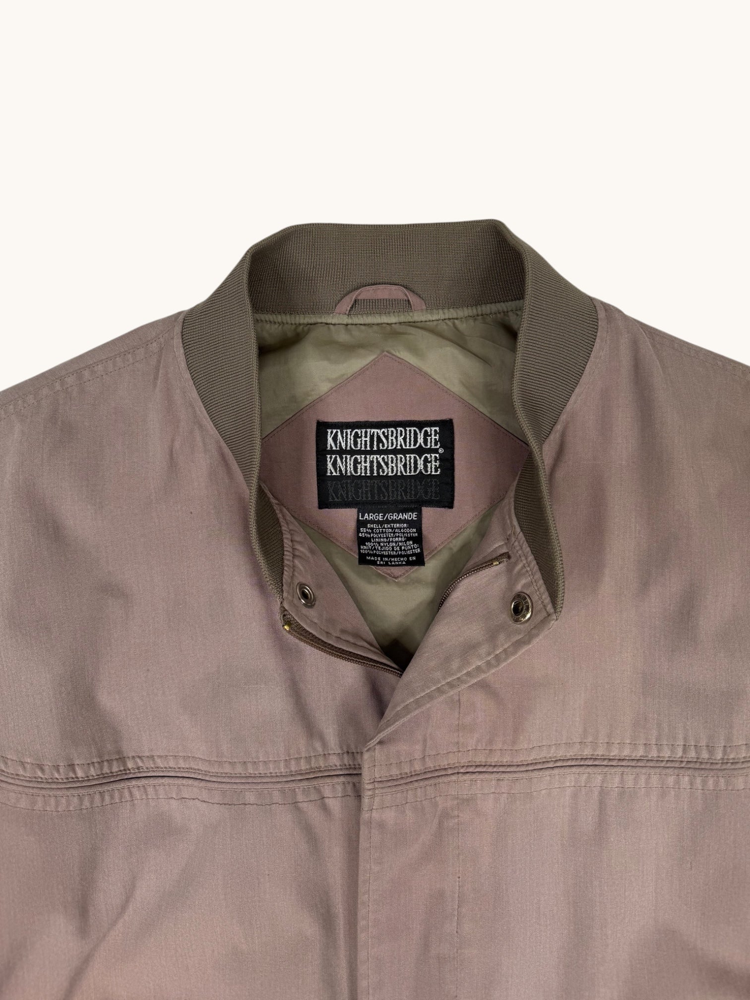 90s Knightsbridge Beige Bomber Jacket - L