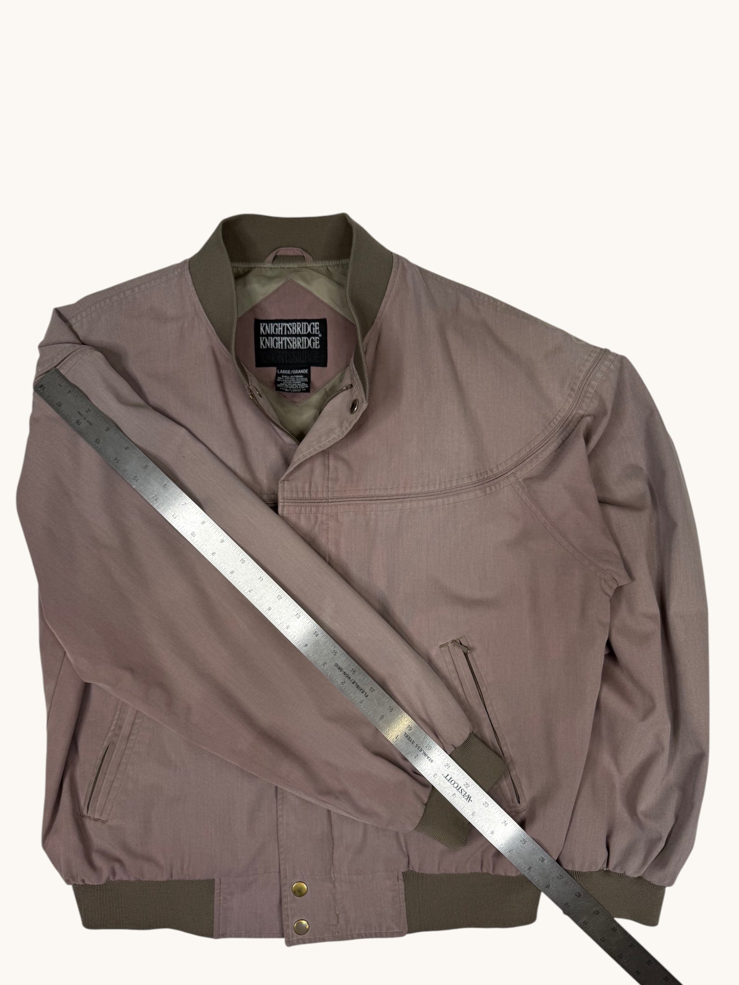 90s Knightsbridge Beige Bomber Jacket - L