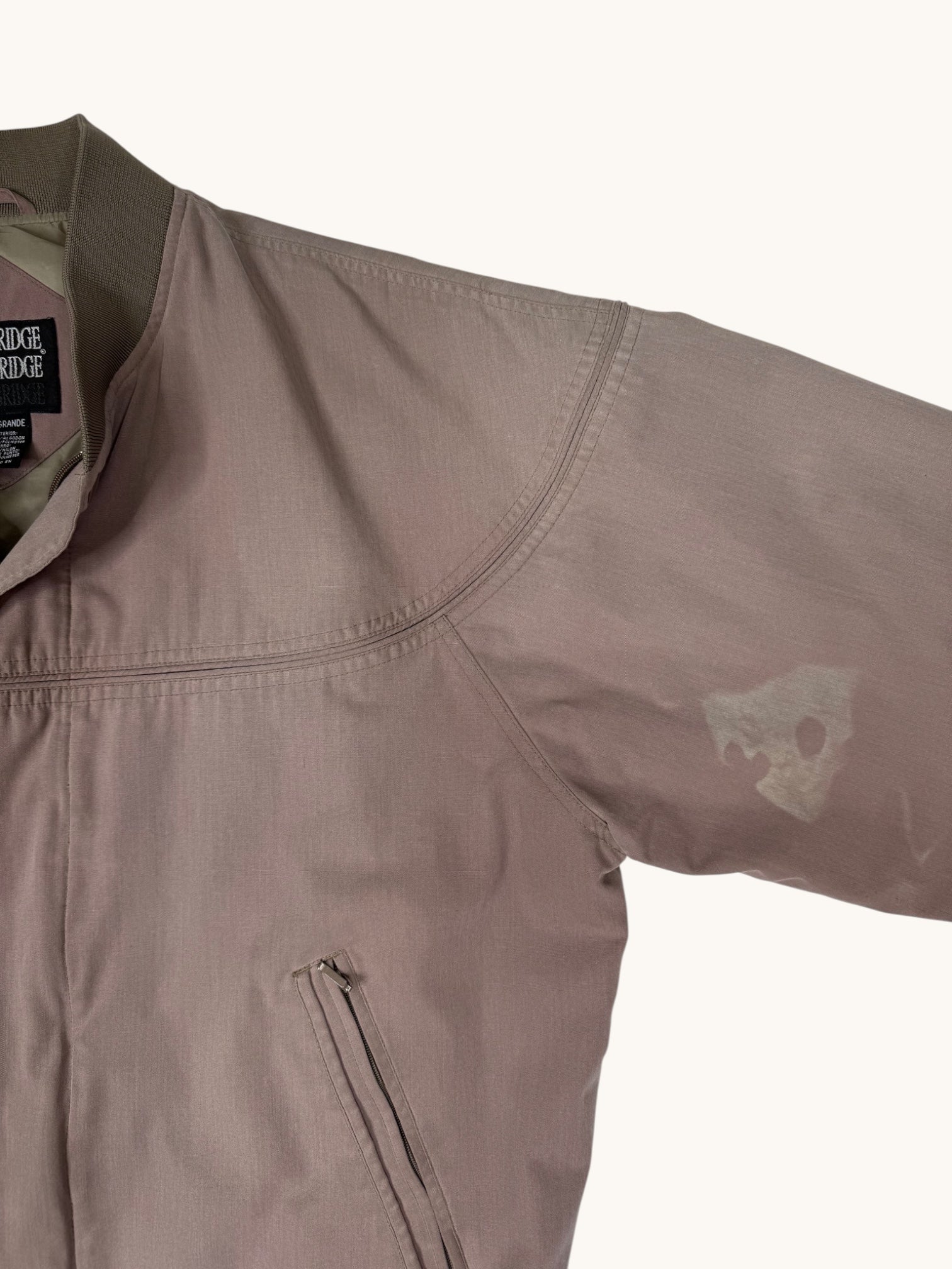 90s Knightsbridge Beige Bomber Jacket - L