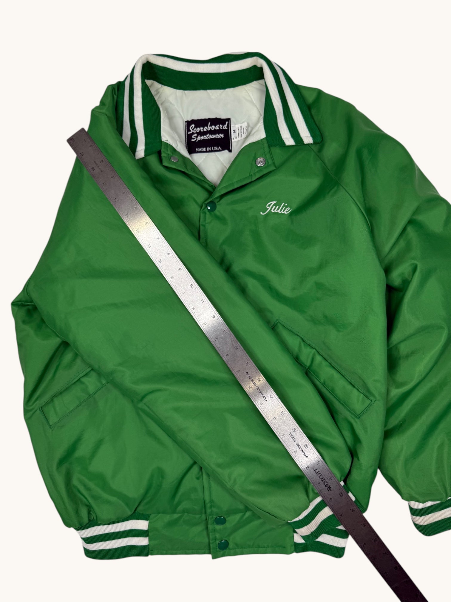 90s Scoreboard Sportswear Green Varsity Jacket - M