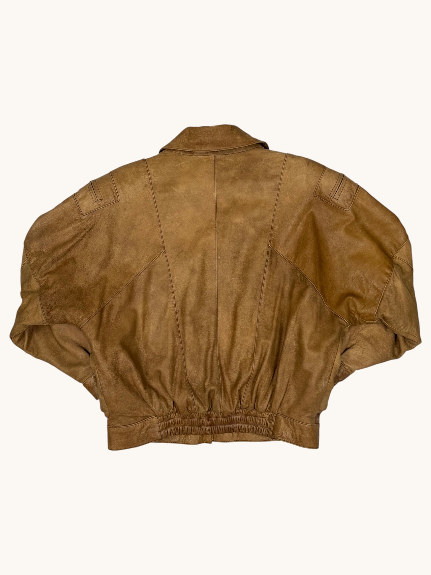 90s Winlit Brown Leather Bomber Jacket - M