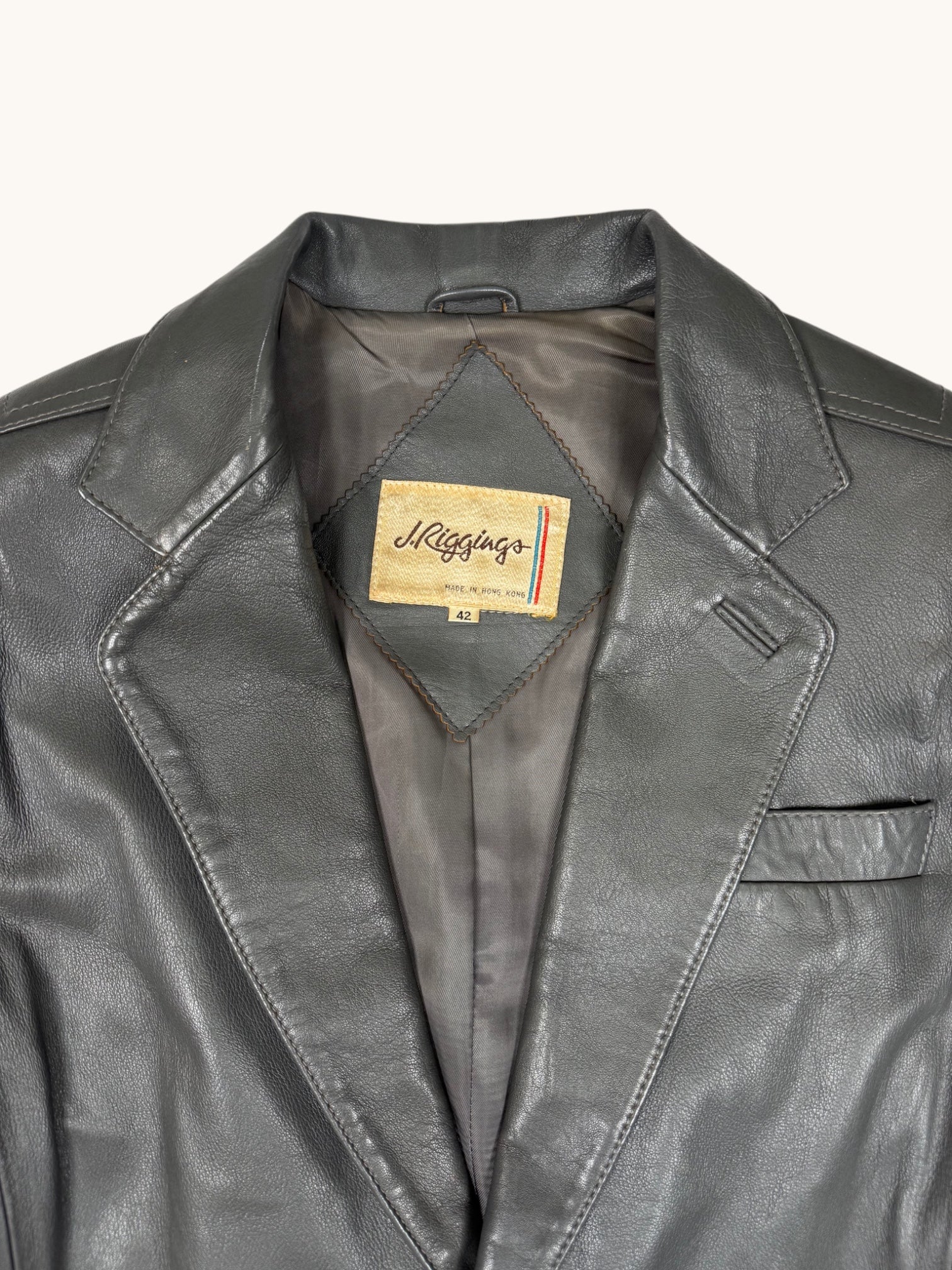 90s J. Riggings Gray Leather Blazer - 42