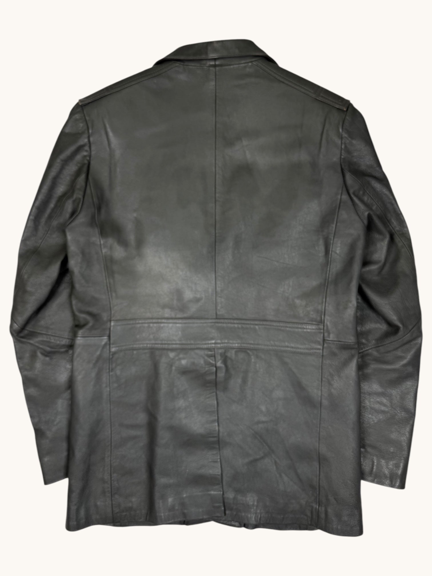 90s J. Riggings Gray Leather Blazer - 42