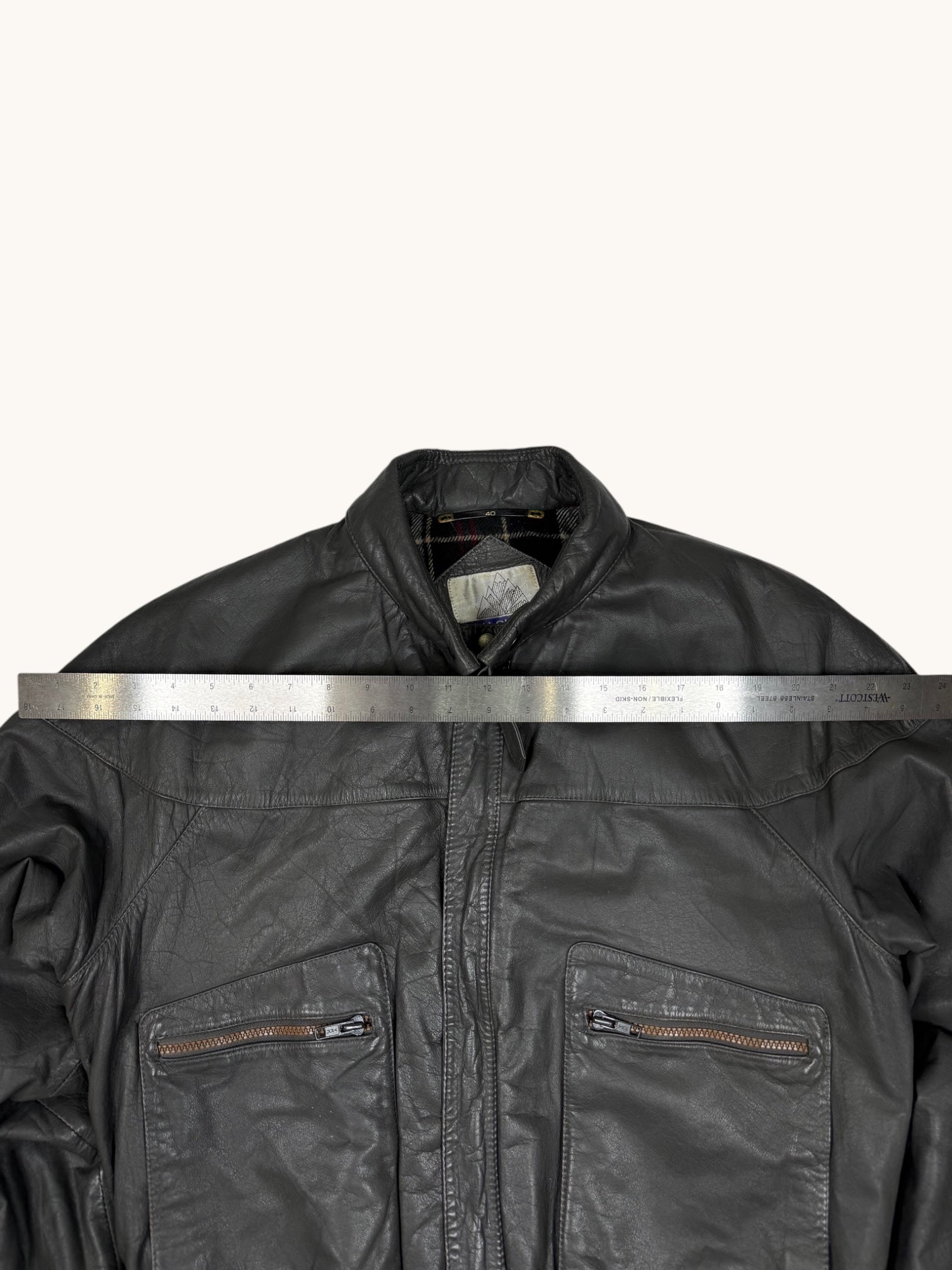 90s High Sierra Gray Leather Jacket - 40