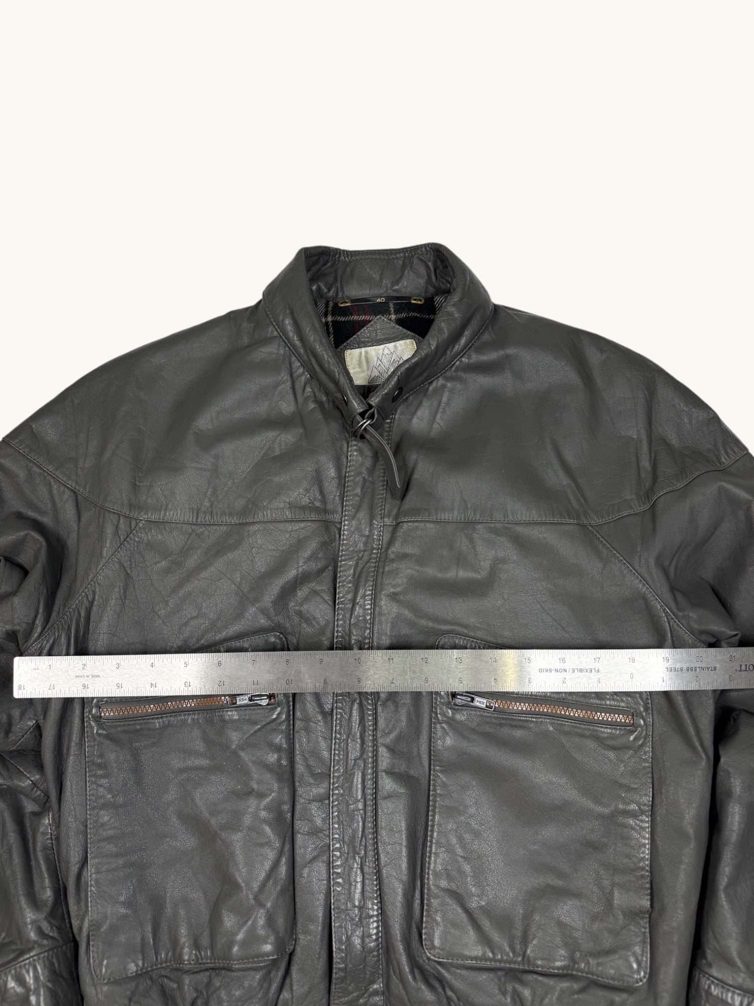 90s High Sierra Gray Leather Jacket - 40