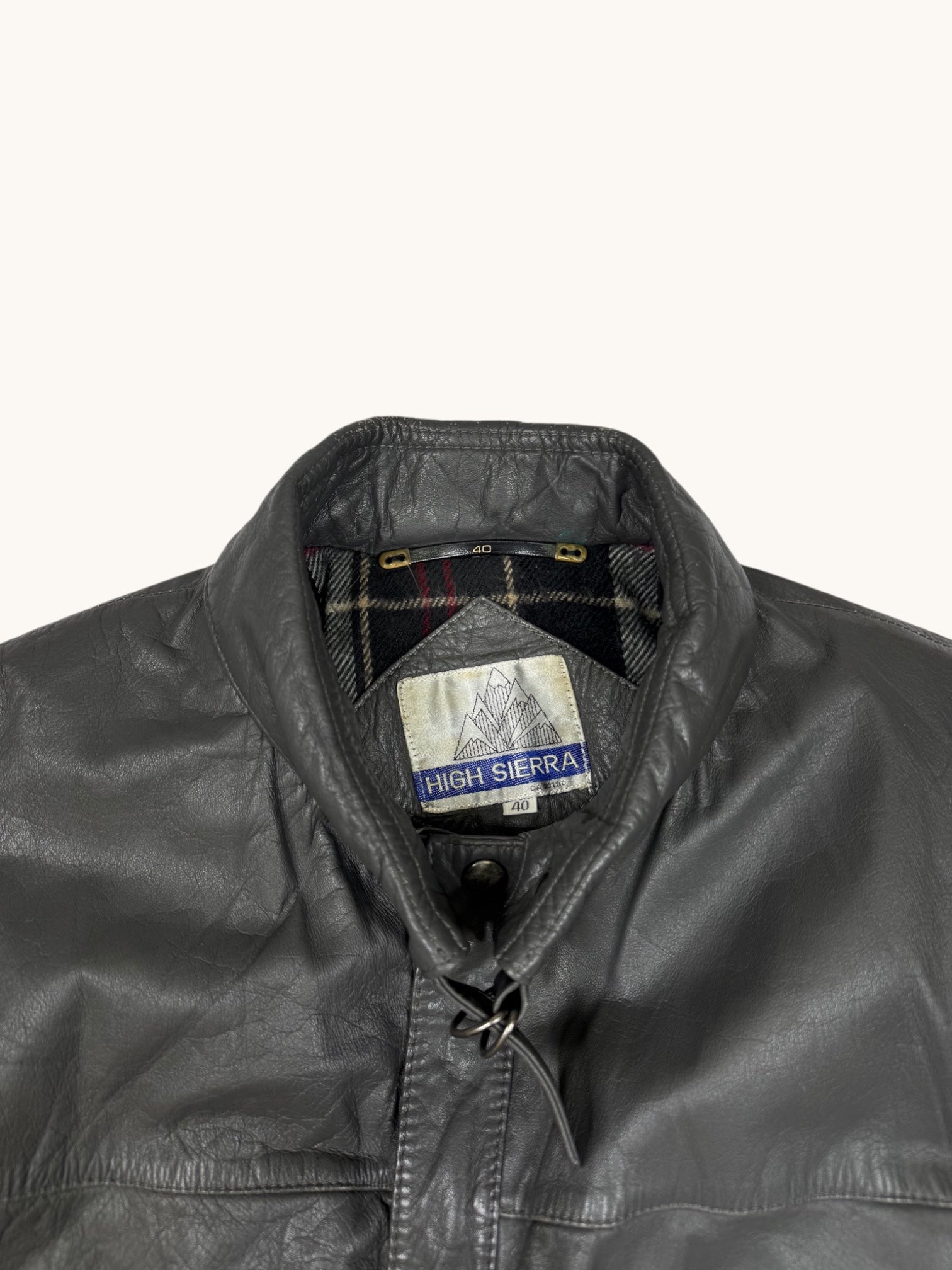 90s High Sierra Gray Leather Jacket - 40