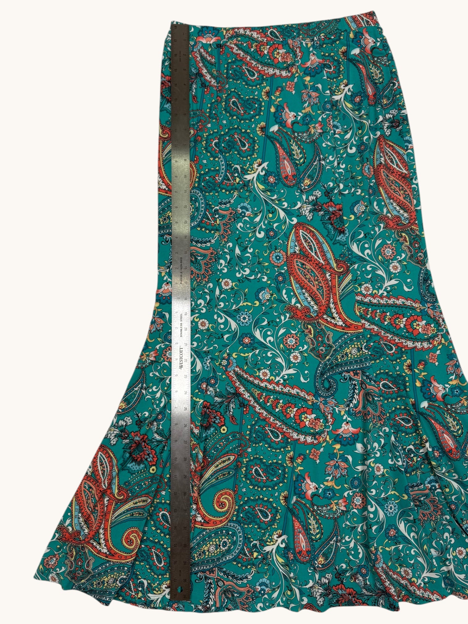 90s Cato Teal Paisley Skirt - M