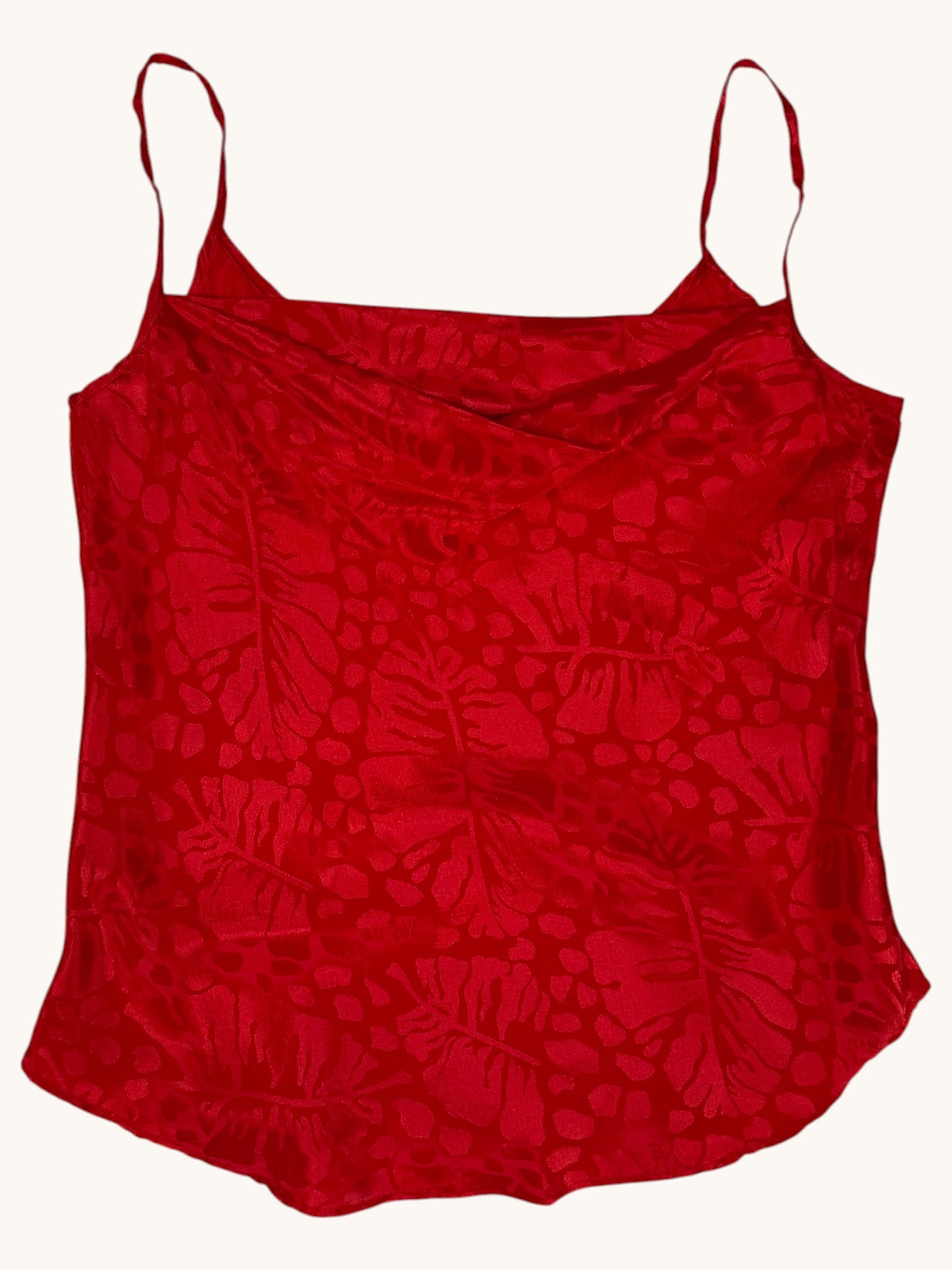 90s Risky Business Inc. Red Floral Cowl Neck Tank - L