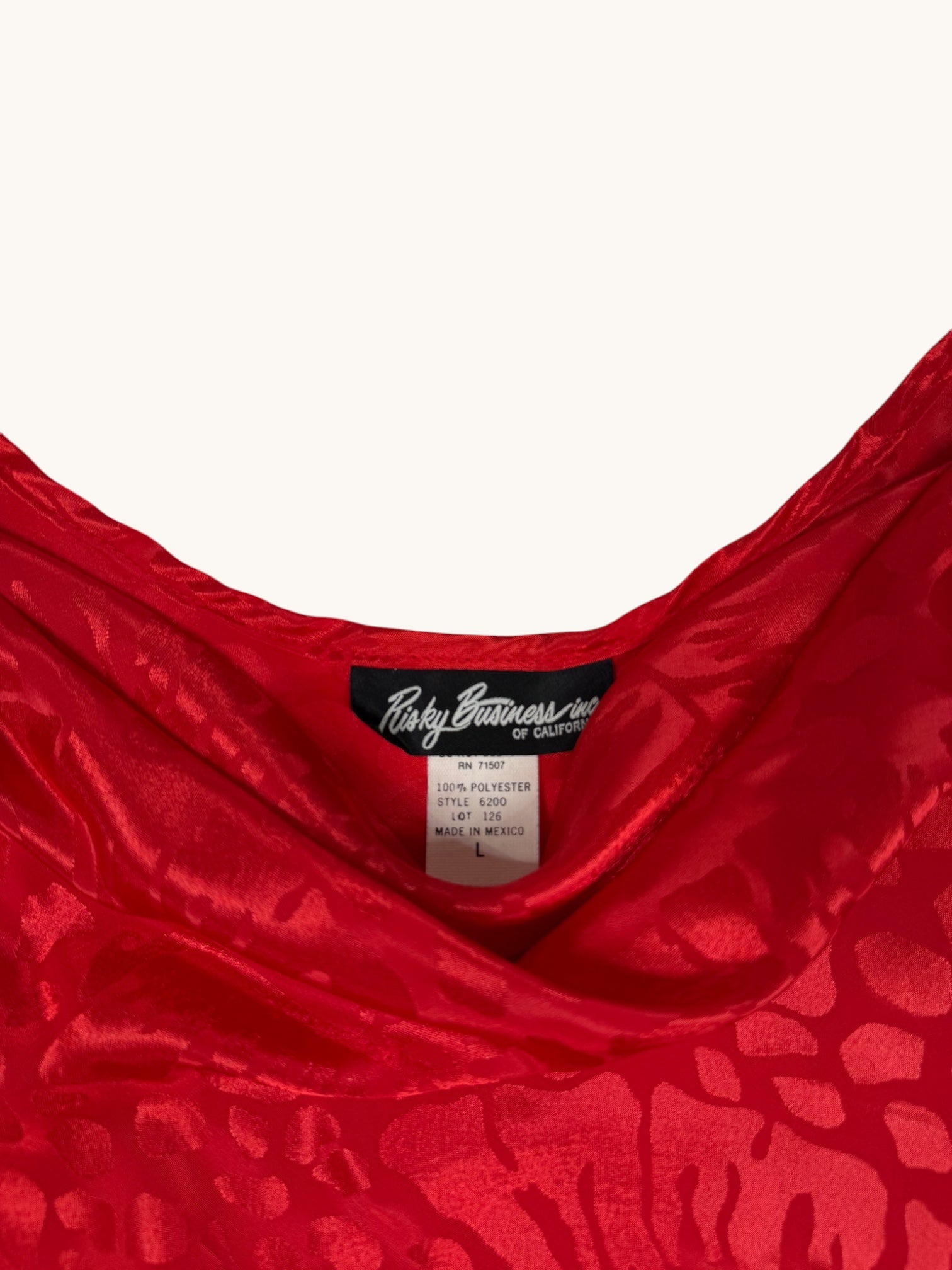 90s Risky Business Inc. Red Floral Cowl Neck Tank - L