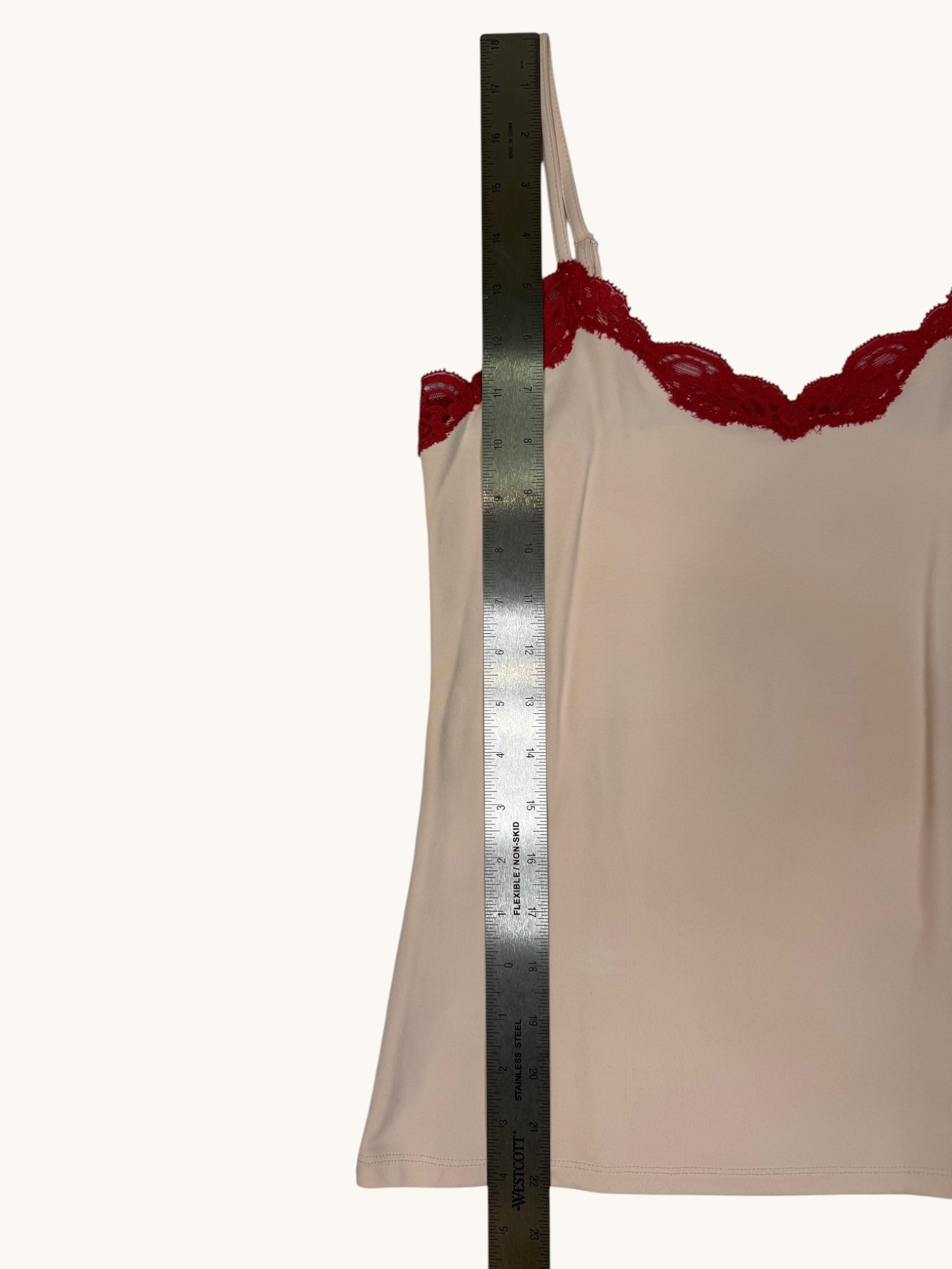 90s Only Hearts Pink Lace Trim Tank - M