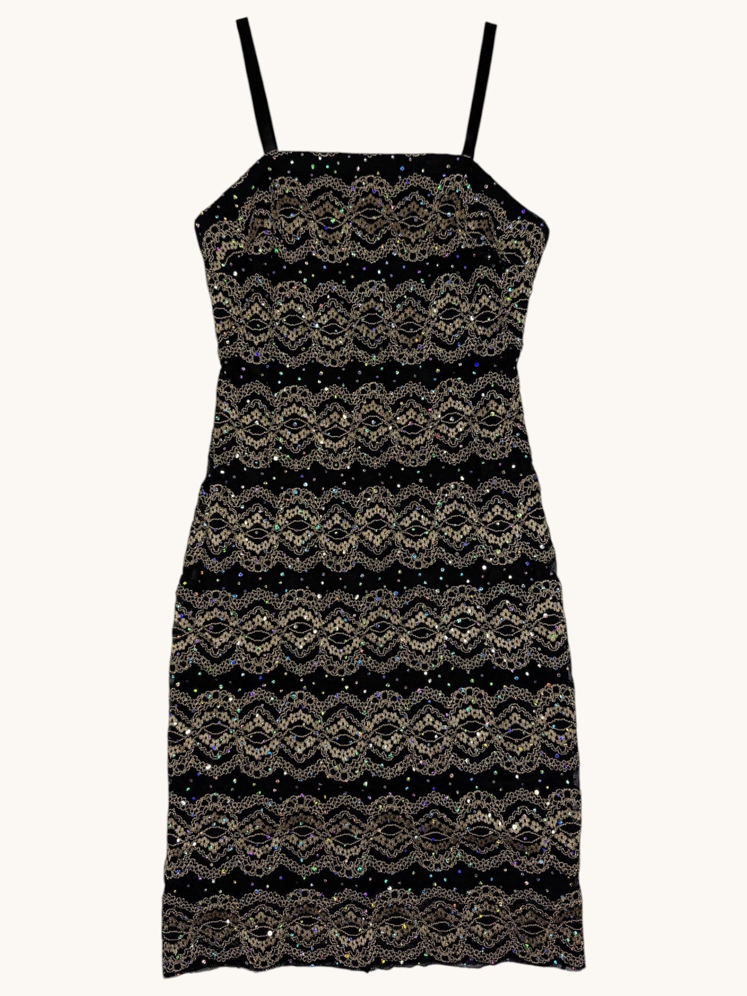 90s R&M Richards Black Sequin Dress - 6