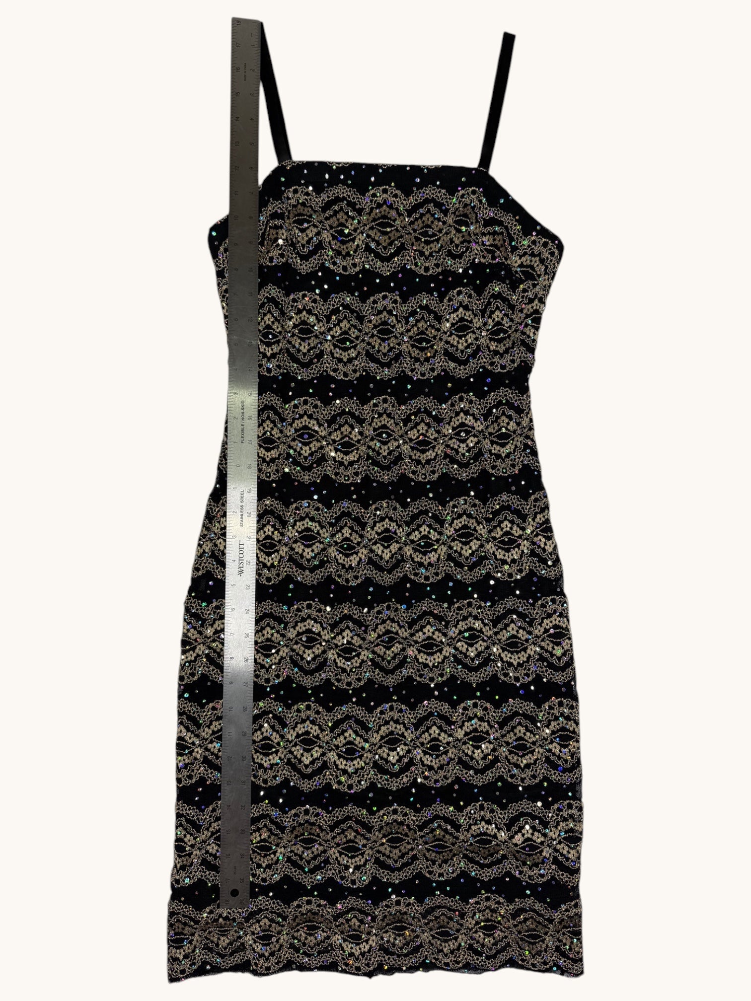 90s R&M Richards Black Sequin Dress - 6