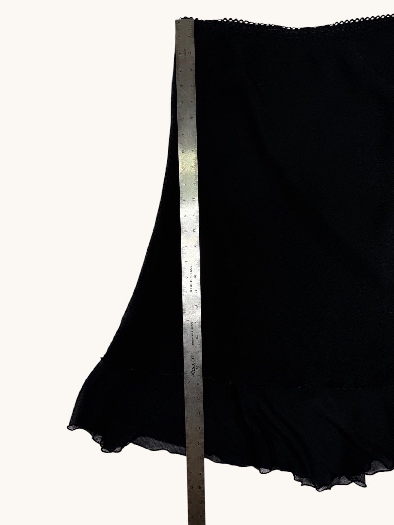 90s Pantology Black Flowy Skirt - L
