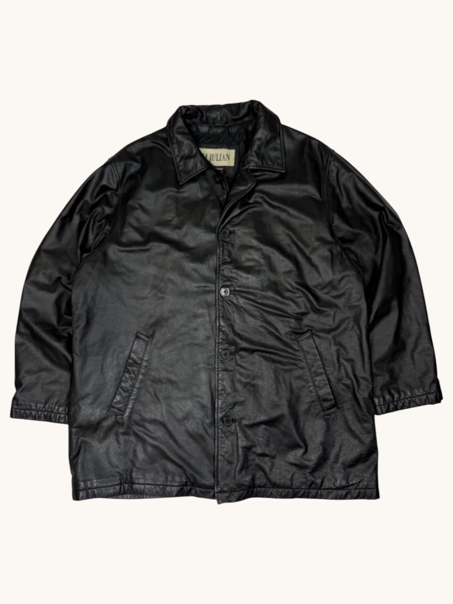 90s Wilsons Leather M. Julian Black Leather Jacket - XL