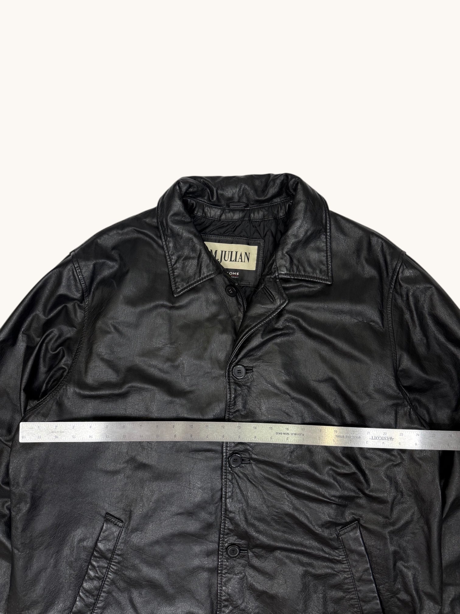 90s Wilsons Leather M. Julian Black Leather Jacket - XL