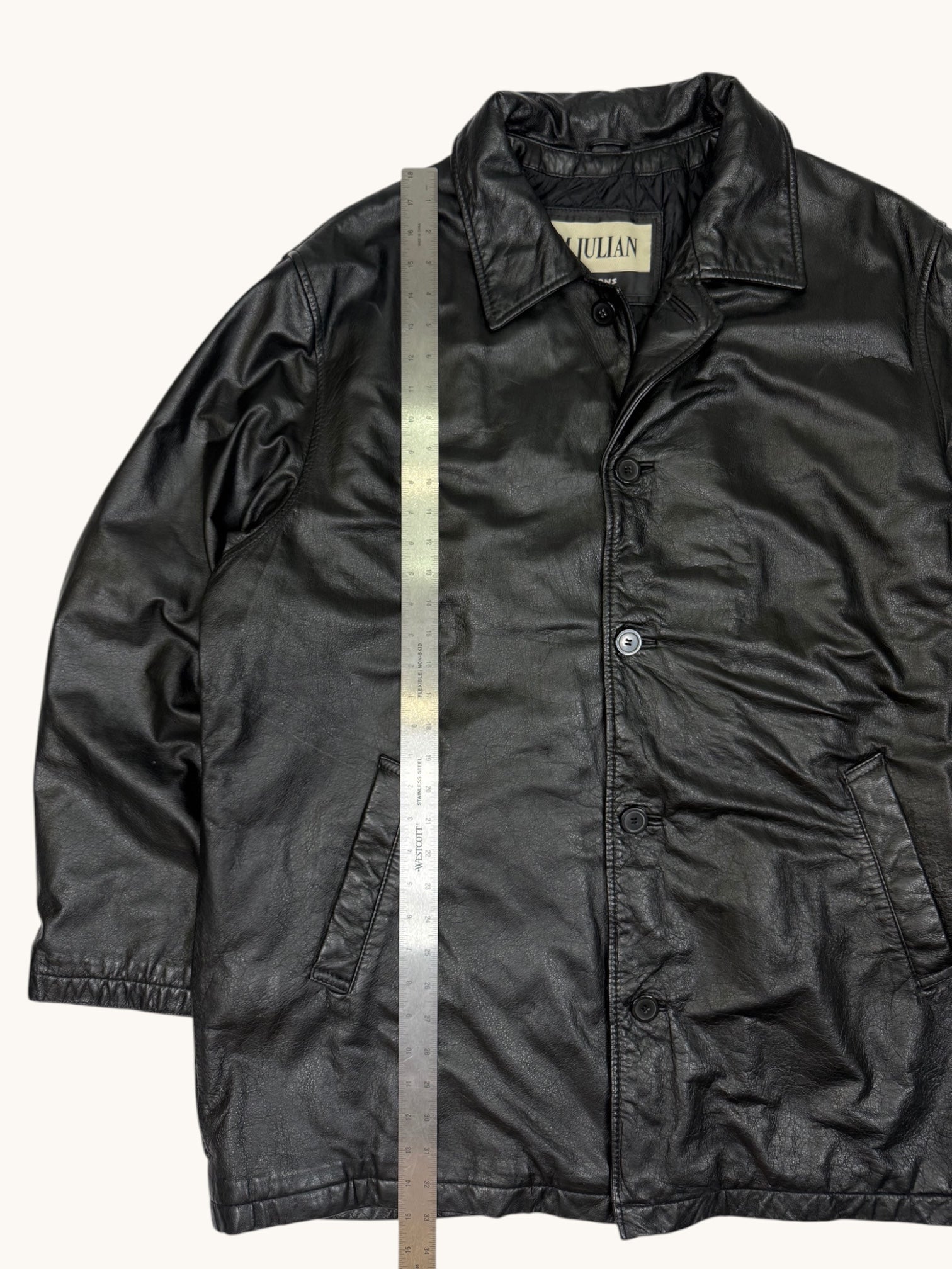90s Wilsons Leather M. Julian Black Leather Jacket - XL