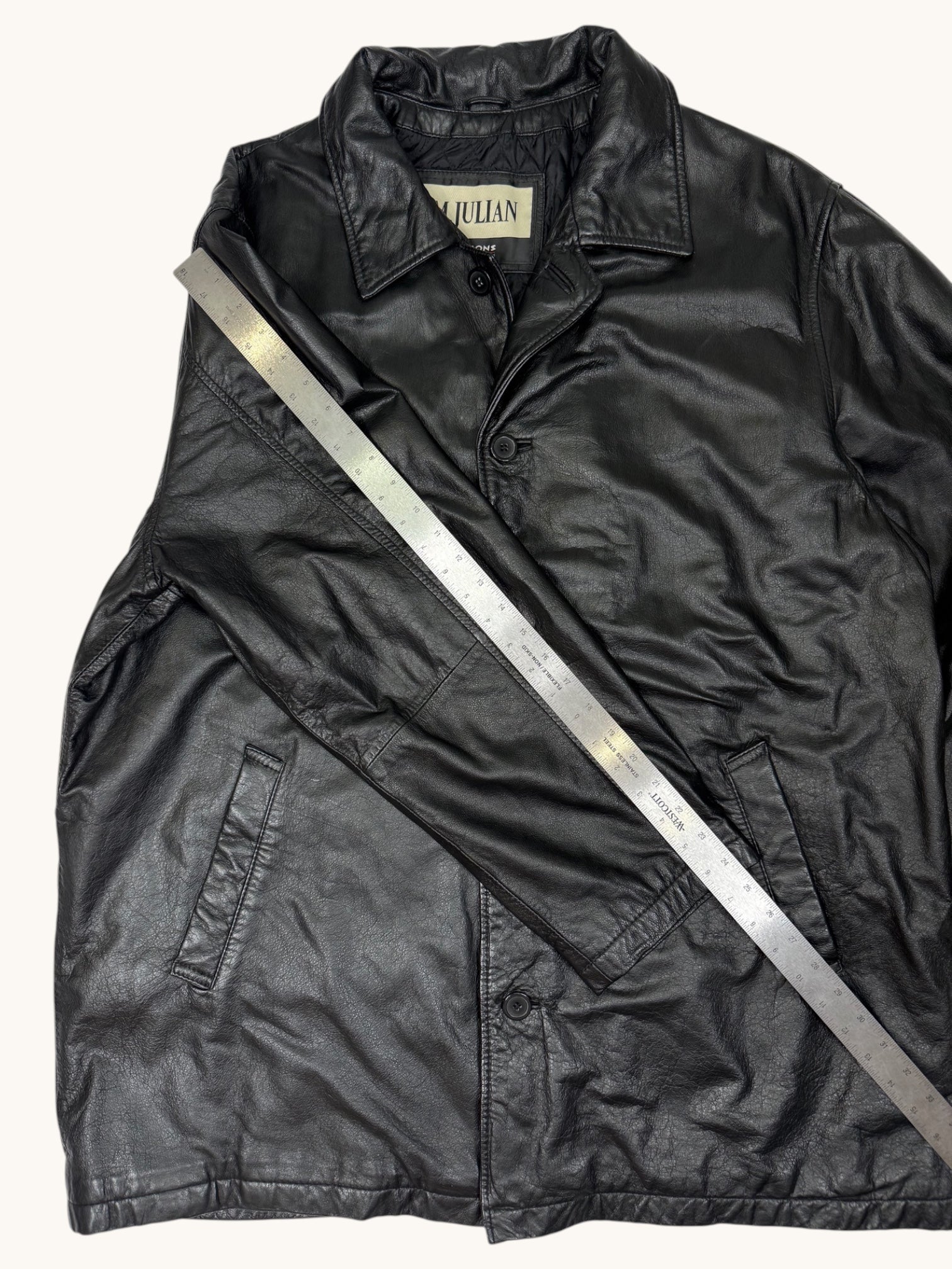 90s Wilsons Leather M. Julian Black Leather Jacket - XL