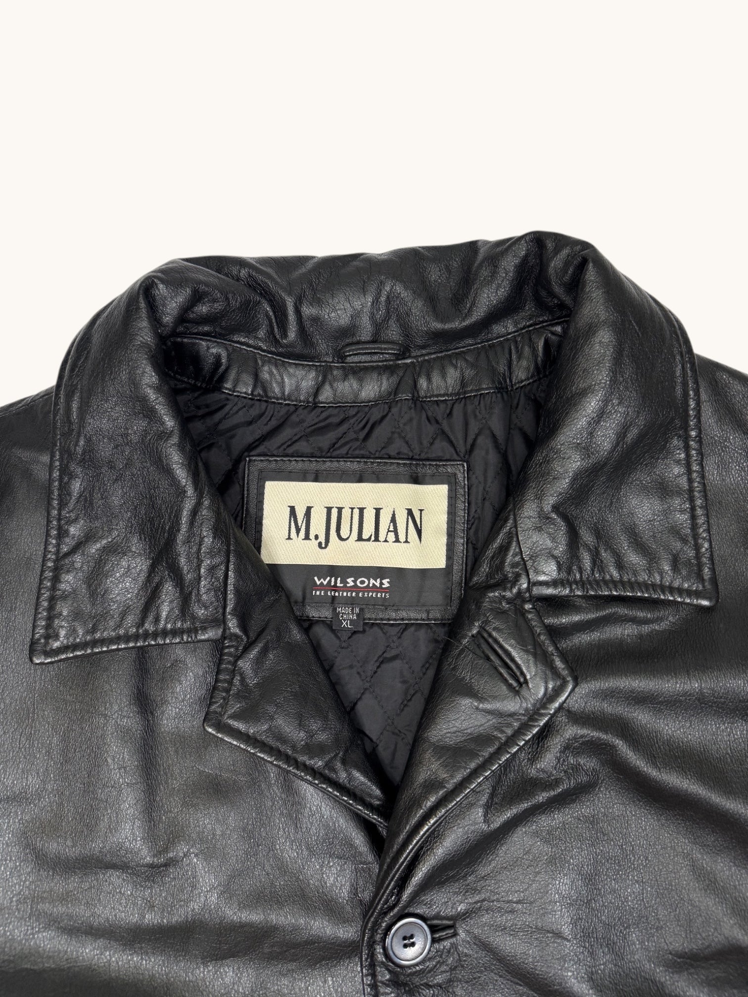 90s Wilsons Leather M. Julian Black Leather Jacket - XL