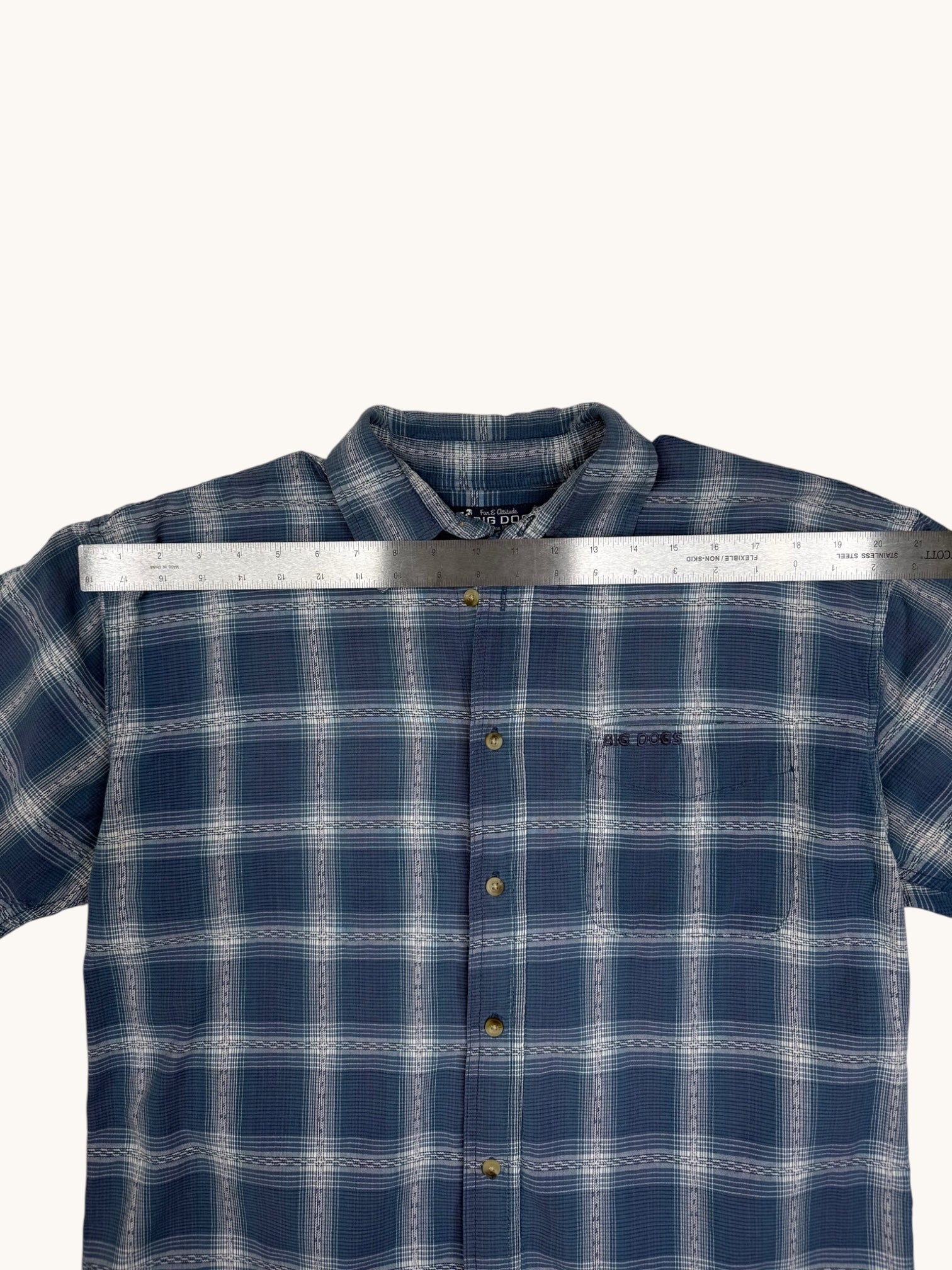 90s Big Dogs Blue Plaid Button-Up Shirt - M