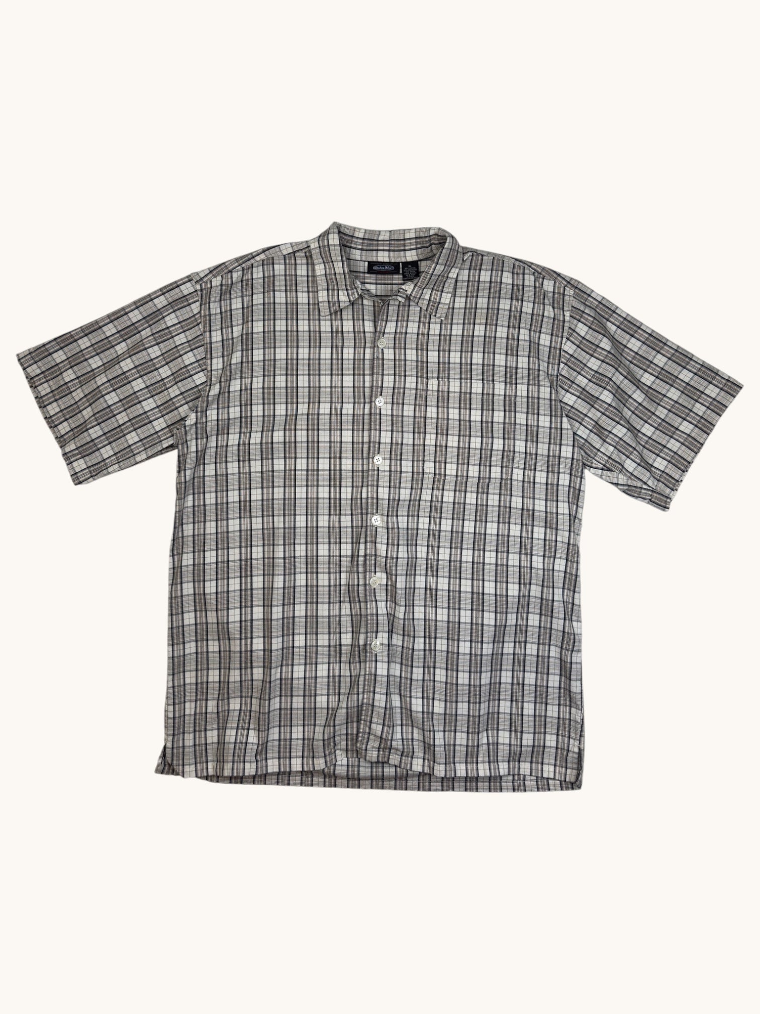 90s Anchor Blue Plaid Button-Up Shirt - XL