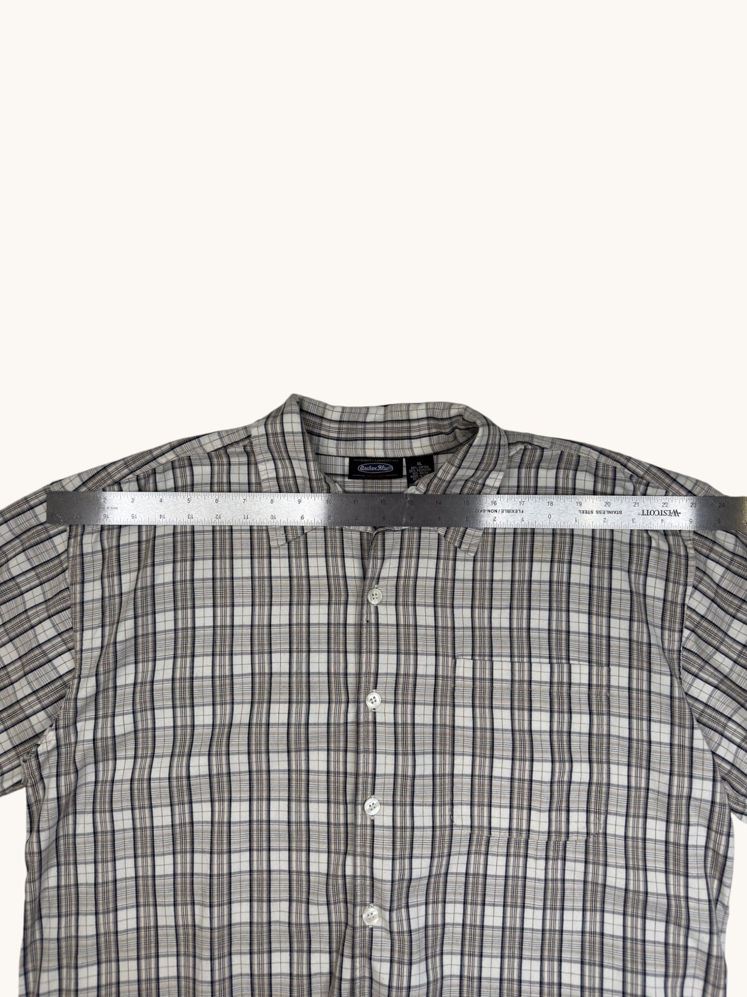 90s Anchor Blue Plaid Button-Up Shirt - XL