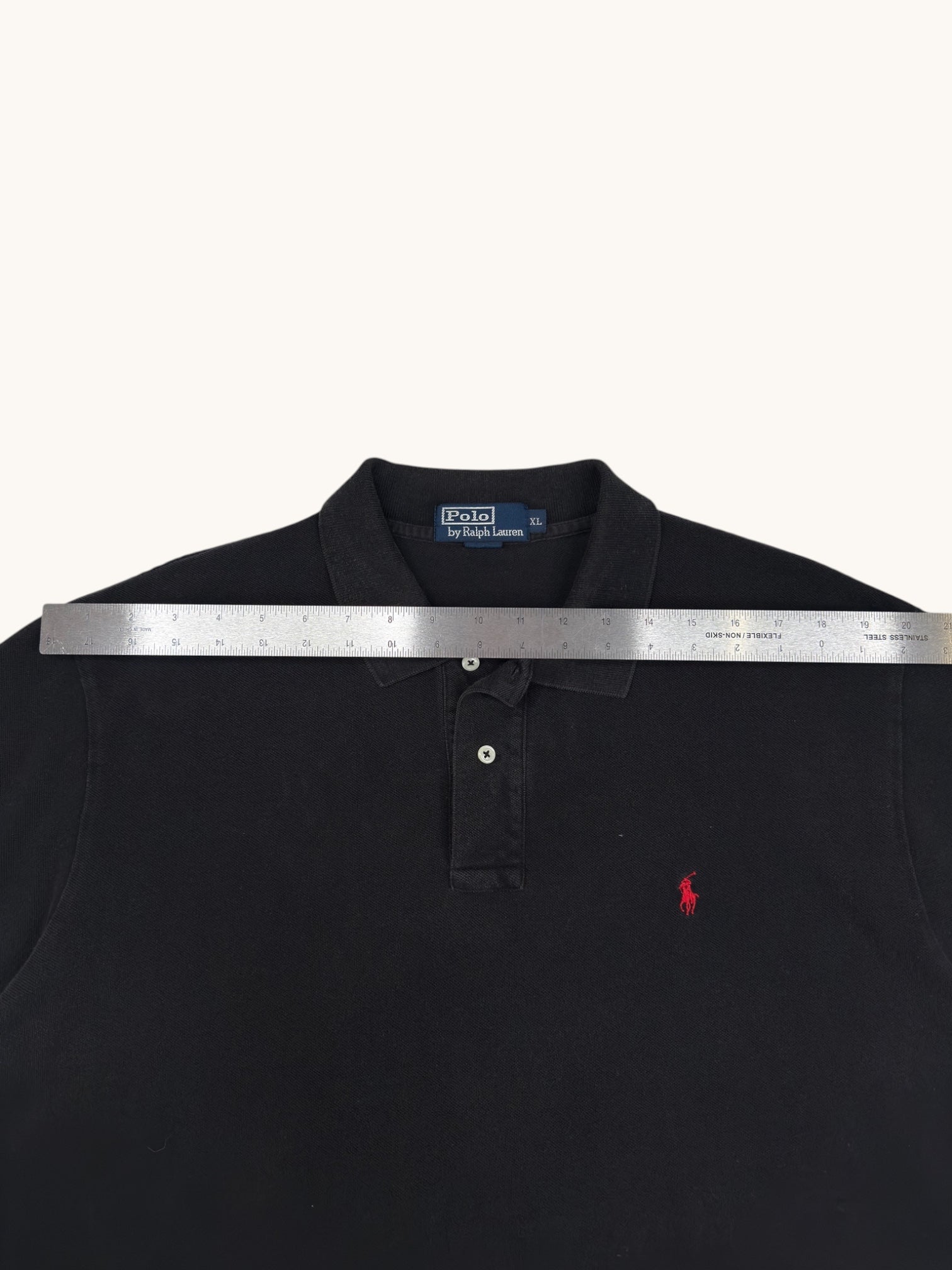 90s Polo Black Polo Shirt - XL